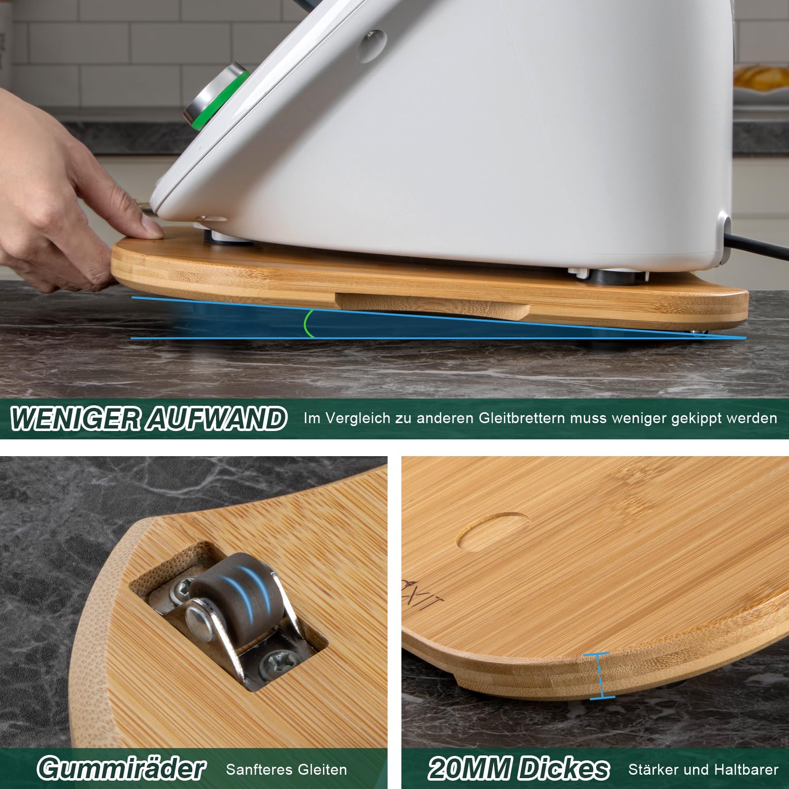 Tavola Scorrevole In Bamb&ugrave; Per Bimby TM6 E TM5 - Base Mobile Pratissima Per Risparmiare Spazio