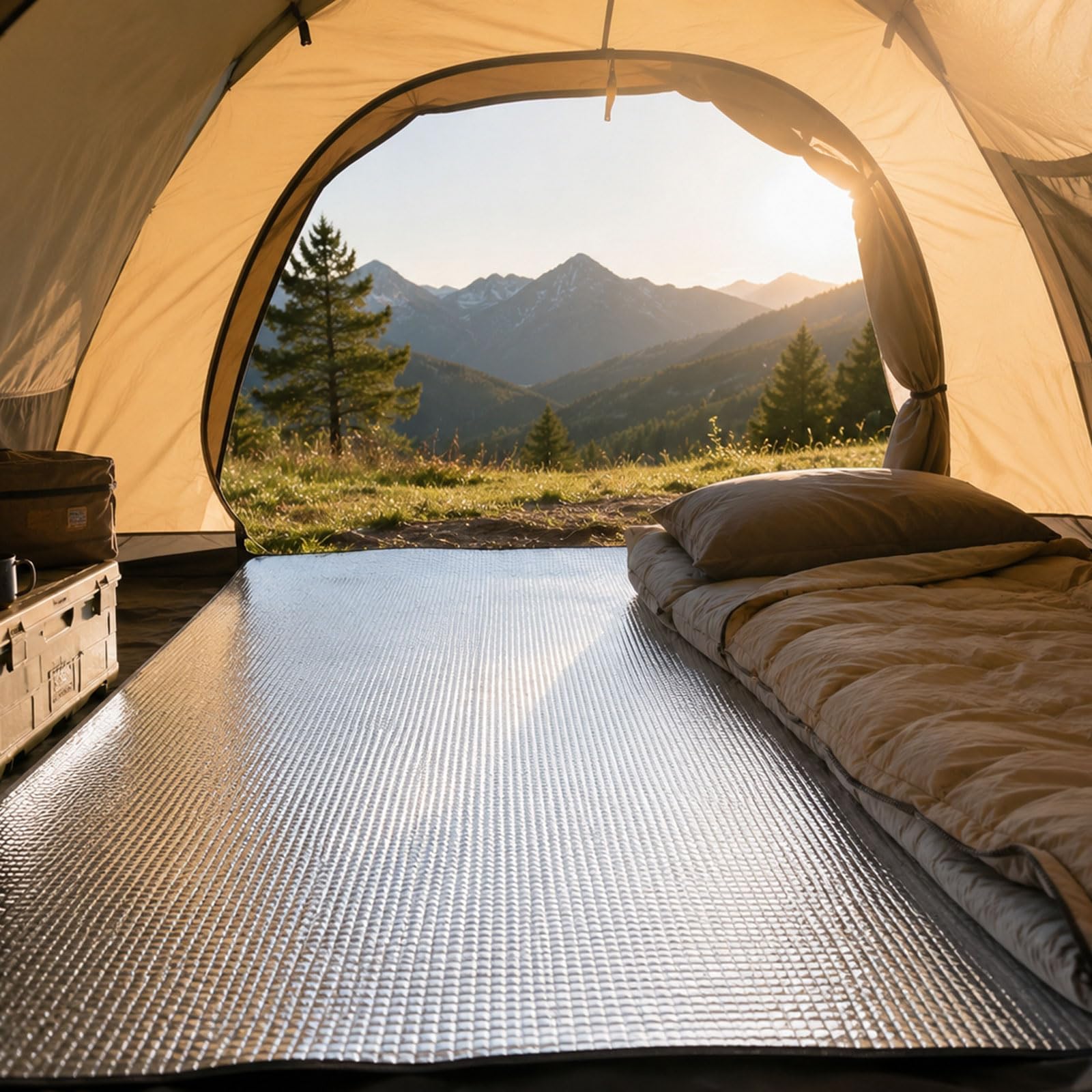 Esterilla Camping,Colchoneta de Espuma y Lámina Reflectante,Estera de Camping Térmica Aislante,esterilla térmica antihumedad,Plegable,Impermeable,para Exterior Playa Picnic Senderismo Viaje