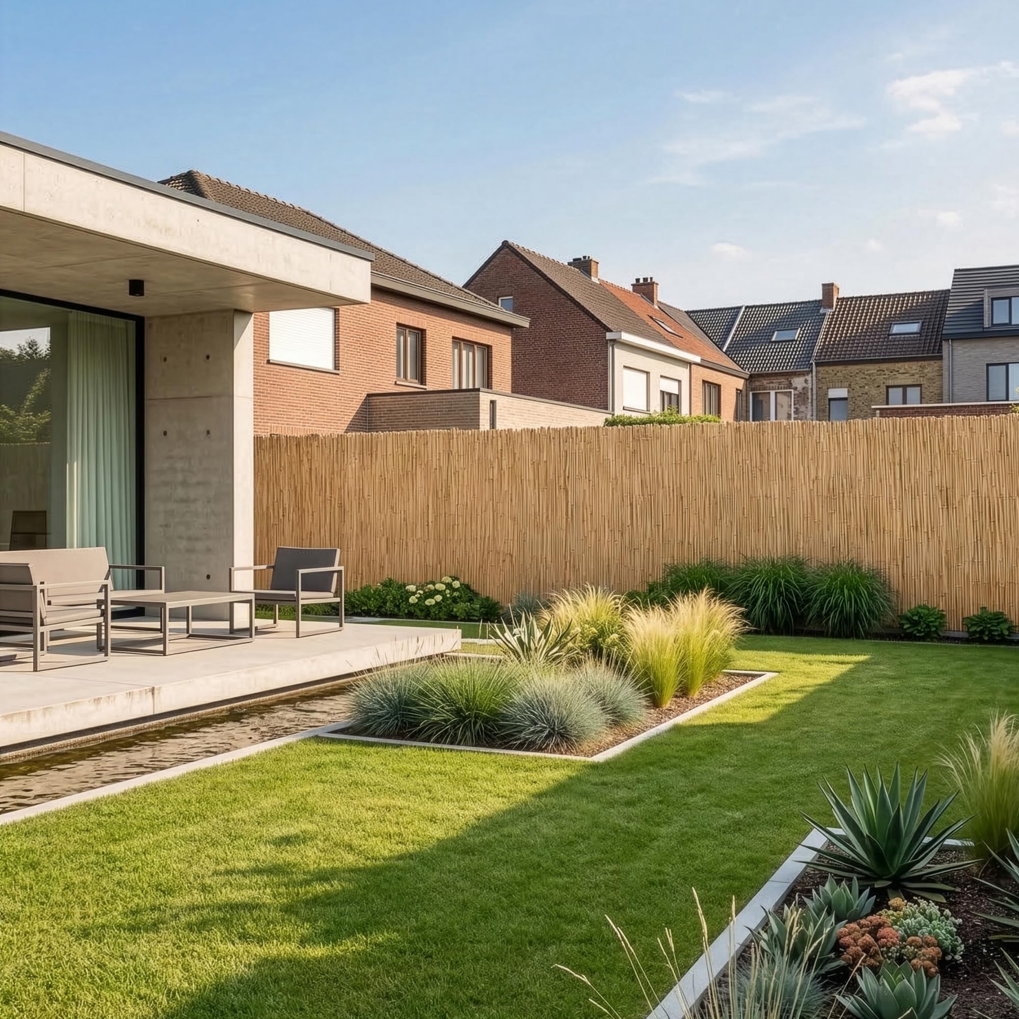 casa.pro Cañizo Abbateggio Valla de Ocultación Decoración de Ambientes Pantalla de Privacidad Protección contra Viento Valla Jardín Exterior Balcón Terraza Patio Caña 200 x 500 cm - Aspecto Natural