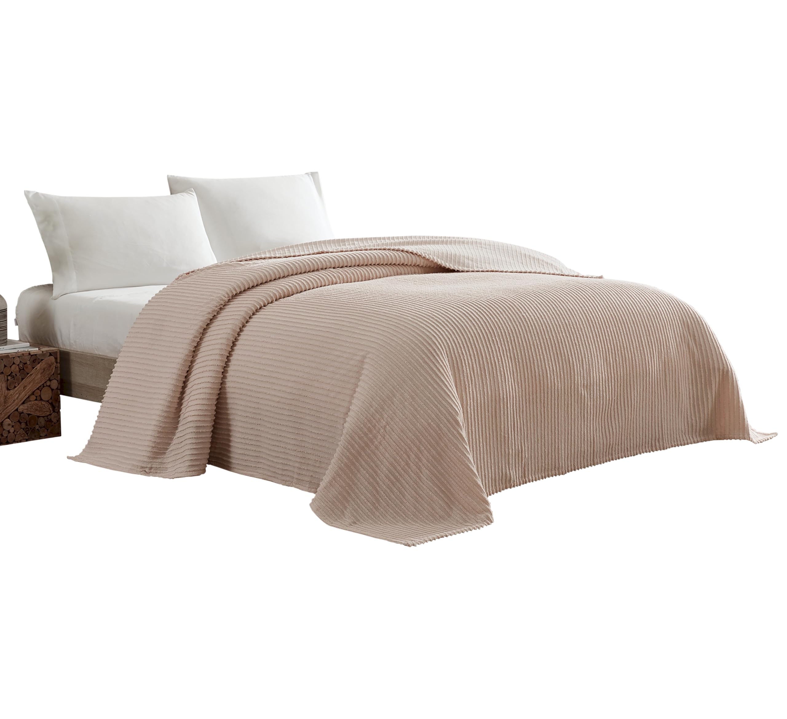 Beatrice Home Fashions Channel Chenille Bedspread, Twin, Blush