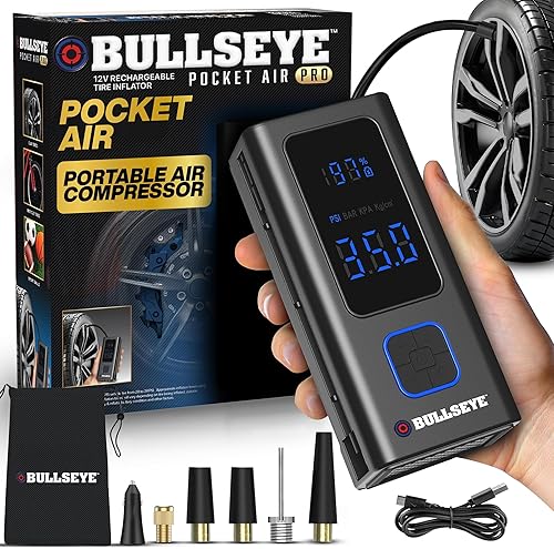 Bullseye Pro - Inflador de neumáticos portátil Pocket Air Pro, compresor de aire para neumáticos, bolas, bicicleta con válvula Persta, apagado disponible en Yaxa Guatemala
