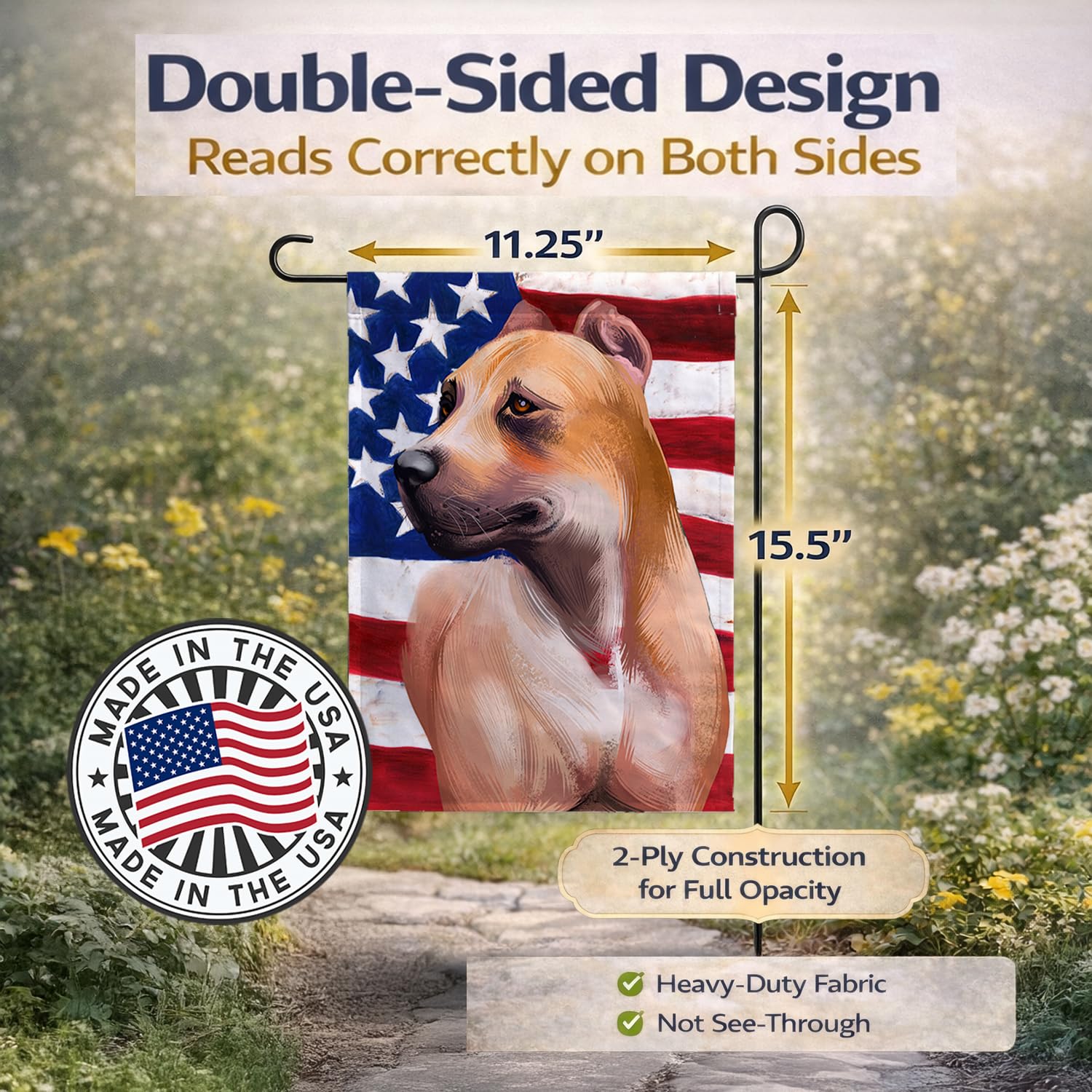 Caroline's Treasures CK6388GF Alano Espanol American Flag Flag Garden Size , Small, multicolor
