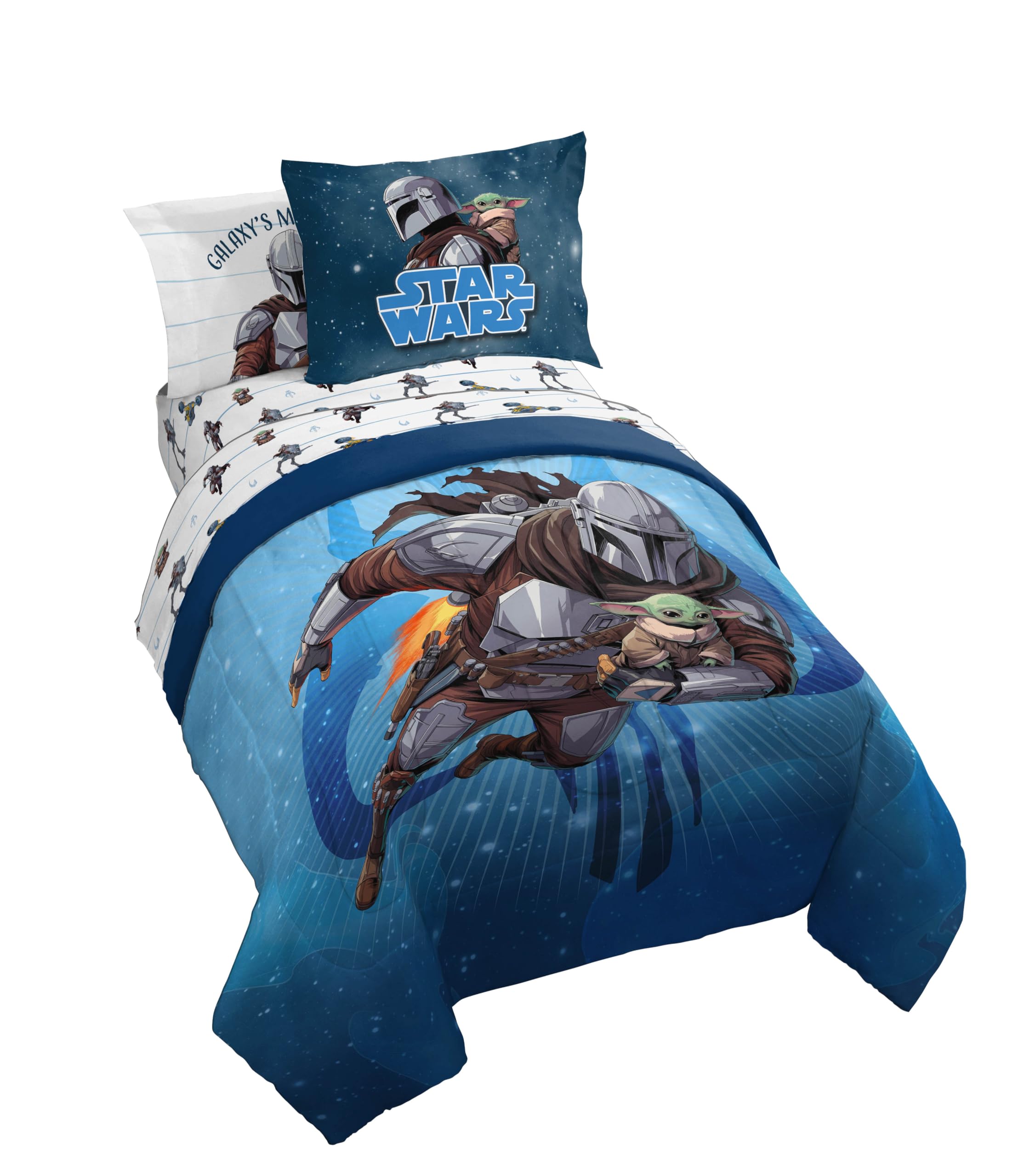 Jay Franco Kids Bed Set, Blue, The Mandalorian, 7 Piece Full