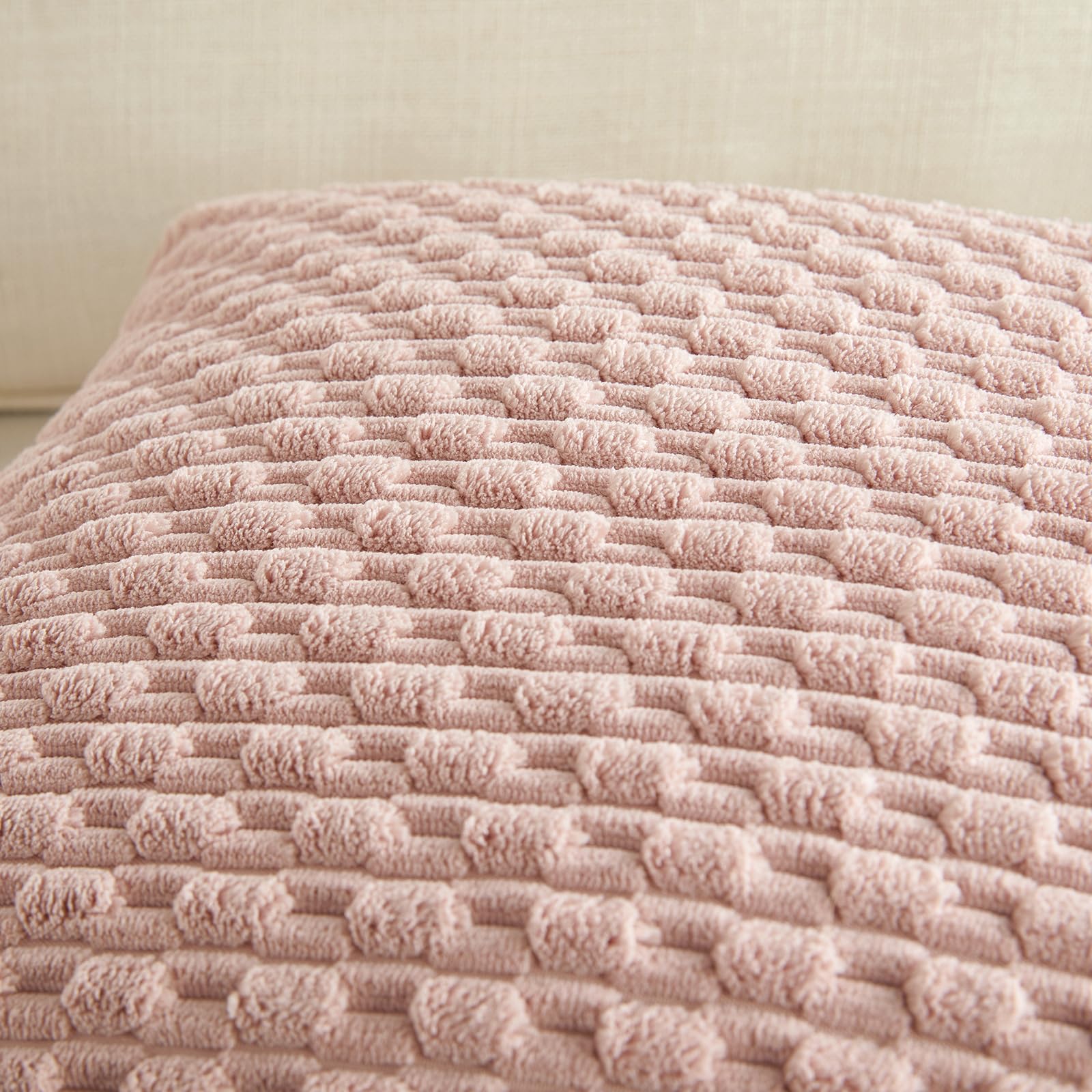 Fancy Homi Paquete de 2 fundas de almohada decorativas rosas de 26 x 26 pulgadas para sofá cama, sofá, decoración moderna de casa de campo, decoración bohemia para el hogar, funda de cojín de pana de
