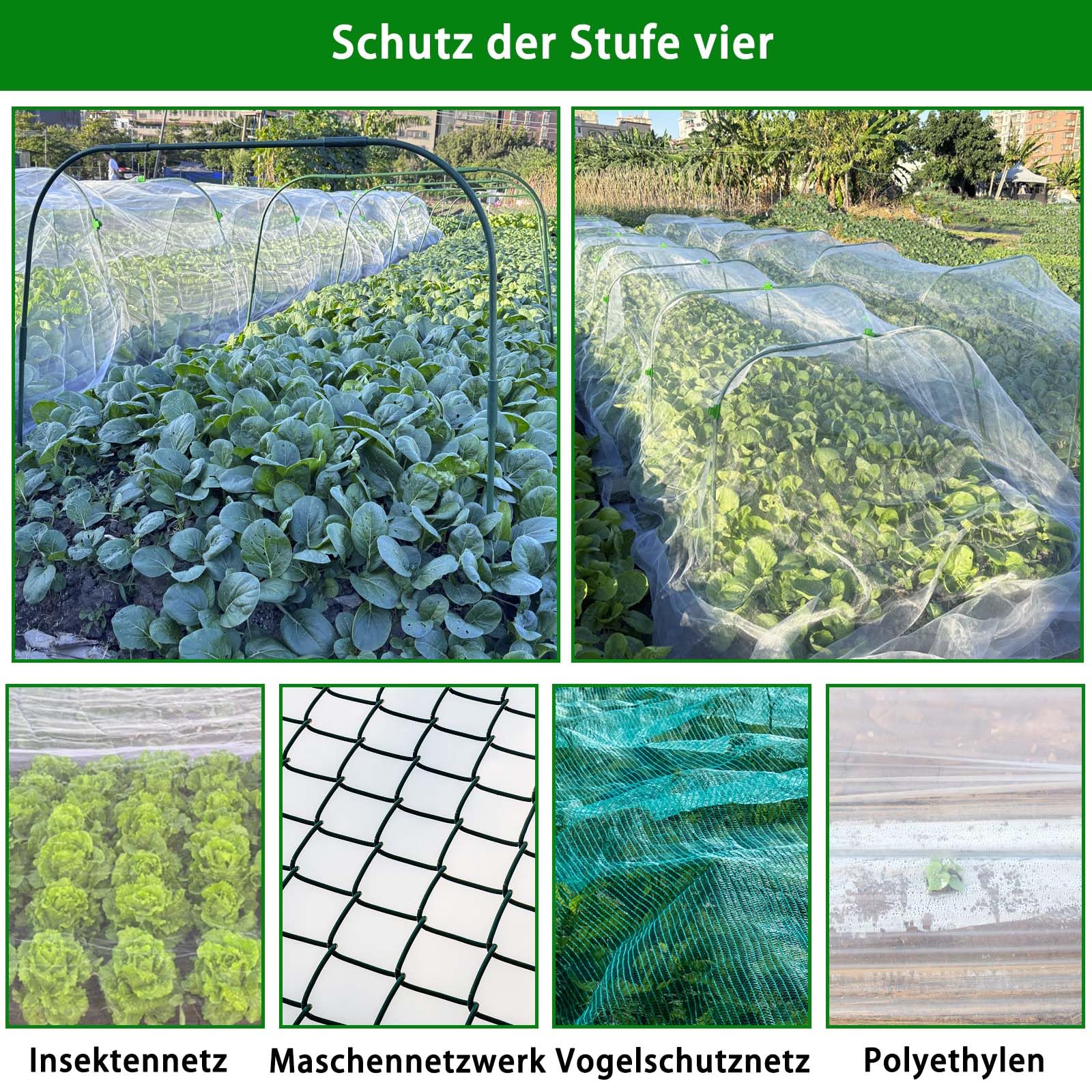 6PCS 82 X 105CM Gewächshaus-Bogen-Set,abnehmbare Gartenbögen, Rostfreier Fiberglas-Stützrahmen Mit 18 Clips,DIY-Pflanzenstützpfähle für Netze und Hochbeete