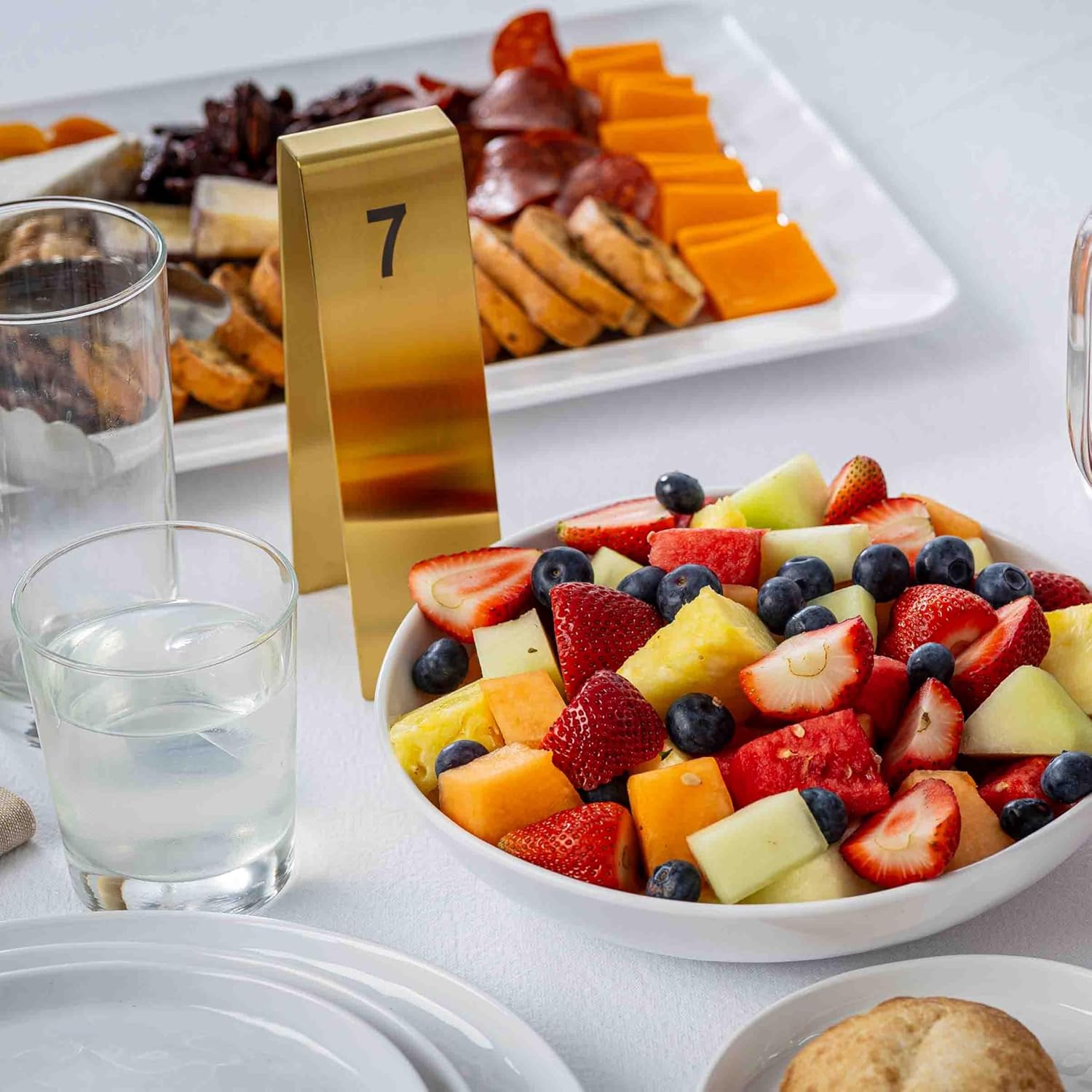 TableCraft 12794 Vertical Table Tent Number Signs, 1-25 Set, Double-Sided Stainless Steel with Gold PVD Finish, Laser Engraved, Ideal for Restaurants, Banquets, Cafes