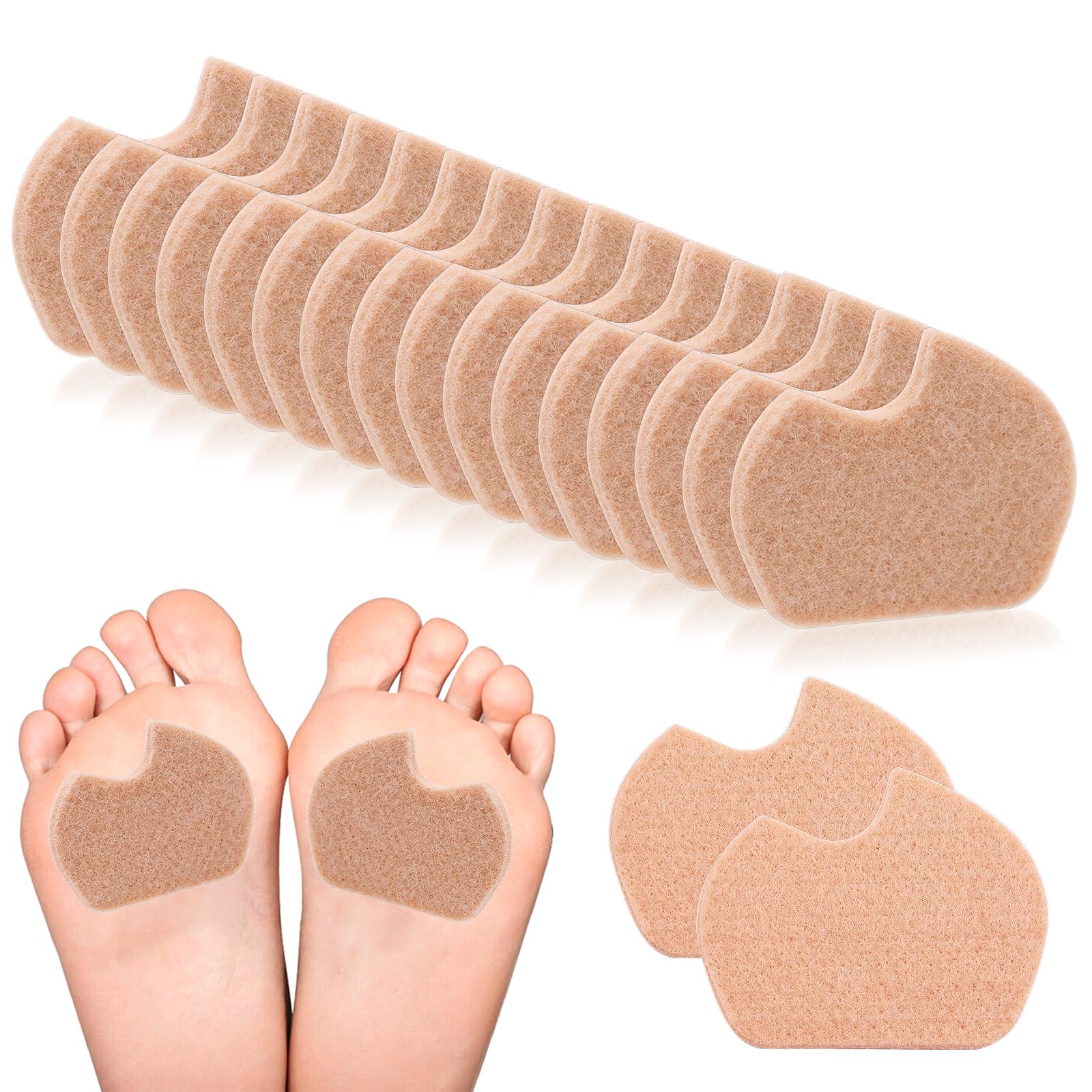 30 Pieces Felt Pads for Dancer Sesamoiditis Ball of feet Pads Pain Relief Forefoot Cushion Self Adhesive Foot Cushion Reduce Foot and Heel Pain for