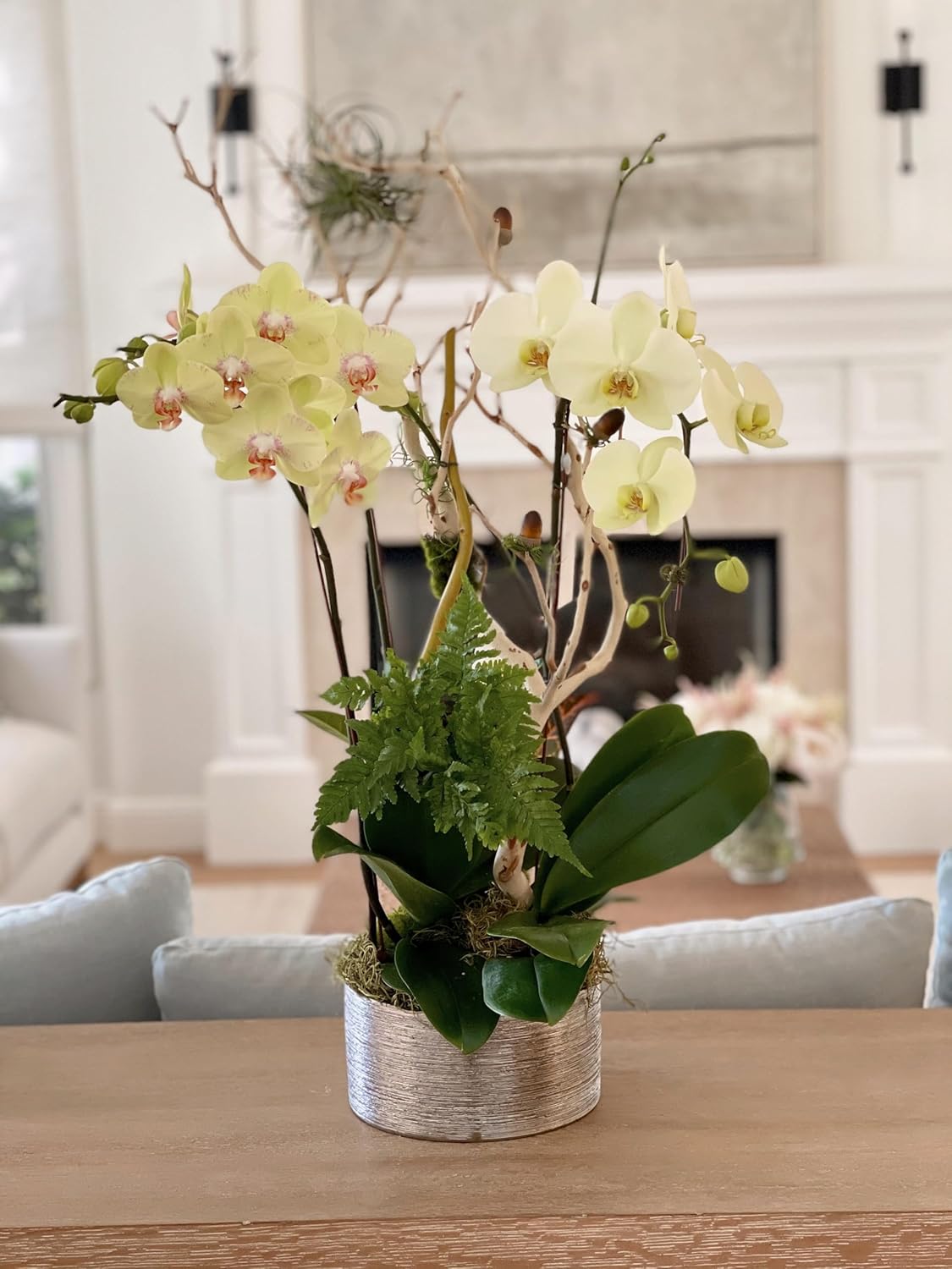 WGV Silver Etched Ceramic Cylinder Vase Width 8" Height 4" Elegant Modern Floral Container Planter Pot Centerpiece for Event Wedding Home Decor, Silver Textured 1 Piece (Pack of 2)