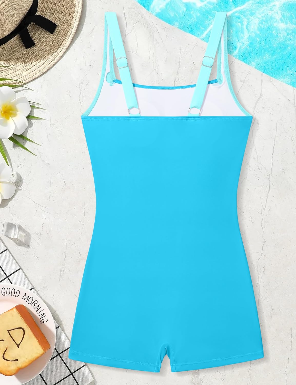 Girls Swimsuit One Piece Swimsuits Color Block Bathing Suit for Teens Ruched Swimwear with Padded 9-16Y - Image 8