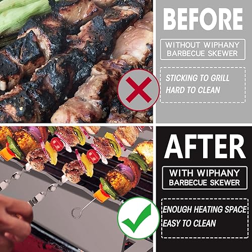 Miniatura 3 de Brochetas de barbacoa para brochetas de acero inoxidable compatible con brochetas de madera redonda de acero plano o de bambú, soporte universal