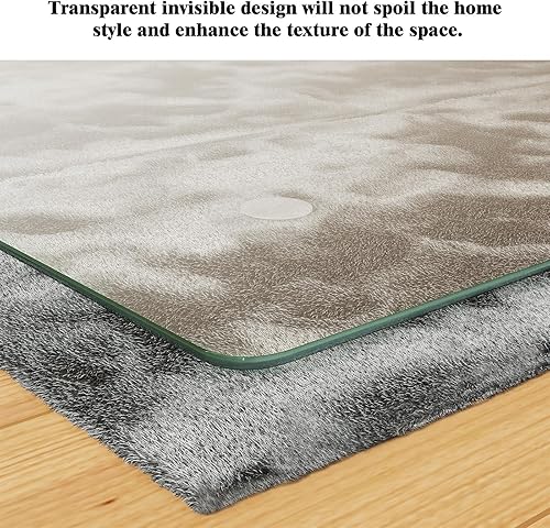 Miniatura 3 de Koonmi Tapete para silla de vidrio templado para suelos de madera dura y alfombras, 36 x 46 pulgadas, protector de piso de oficina transparente