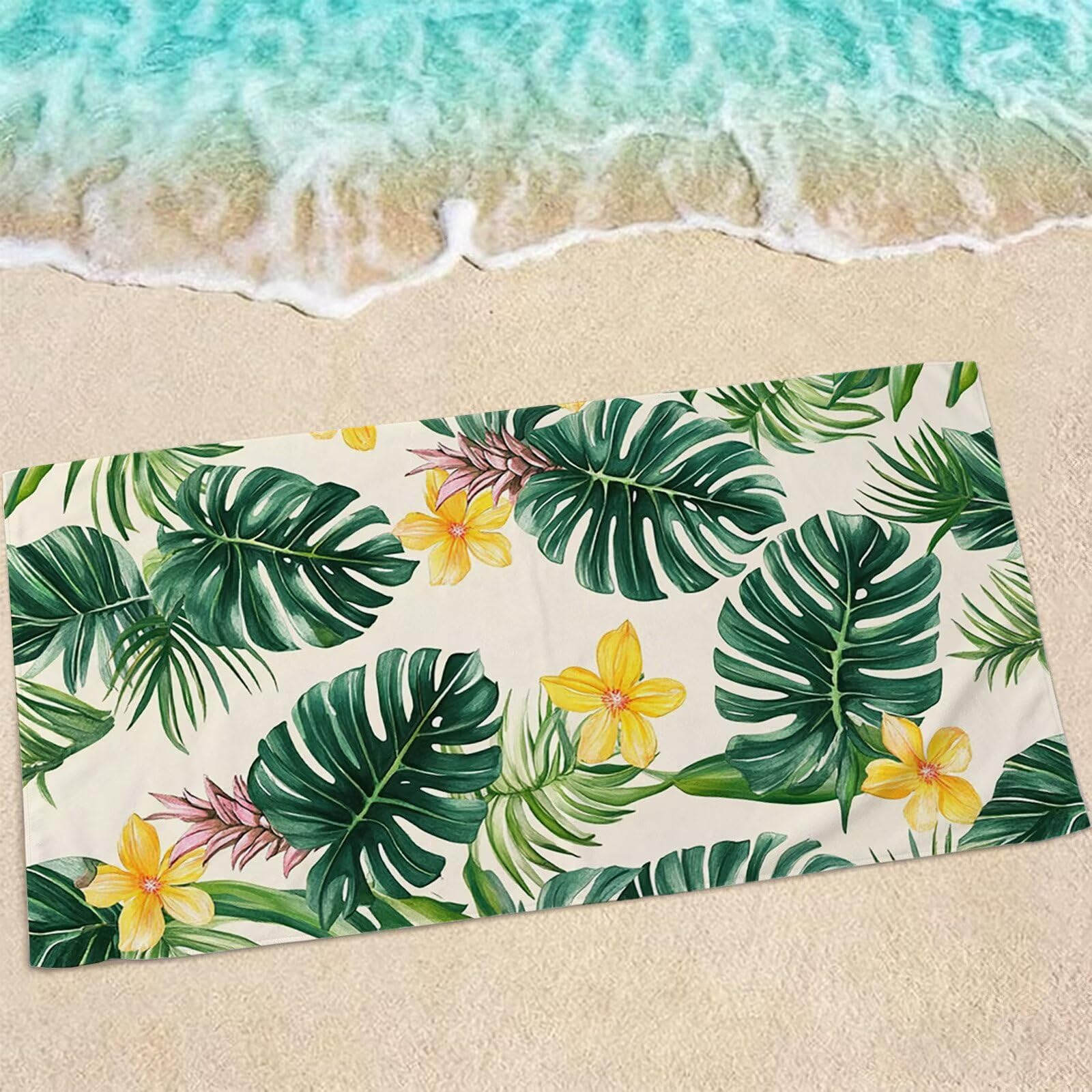 Serviette microfibre plage absorbante et grand drap de piscine XXL 220x100 cm compact