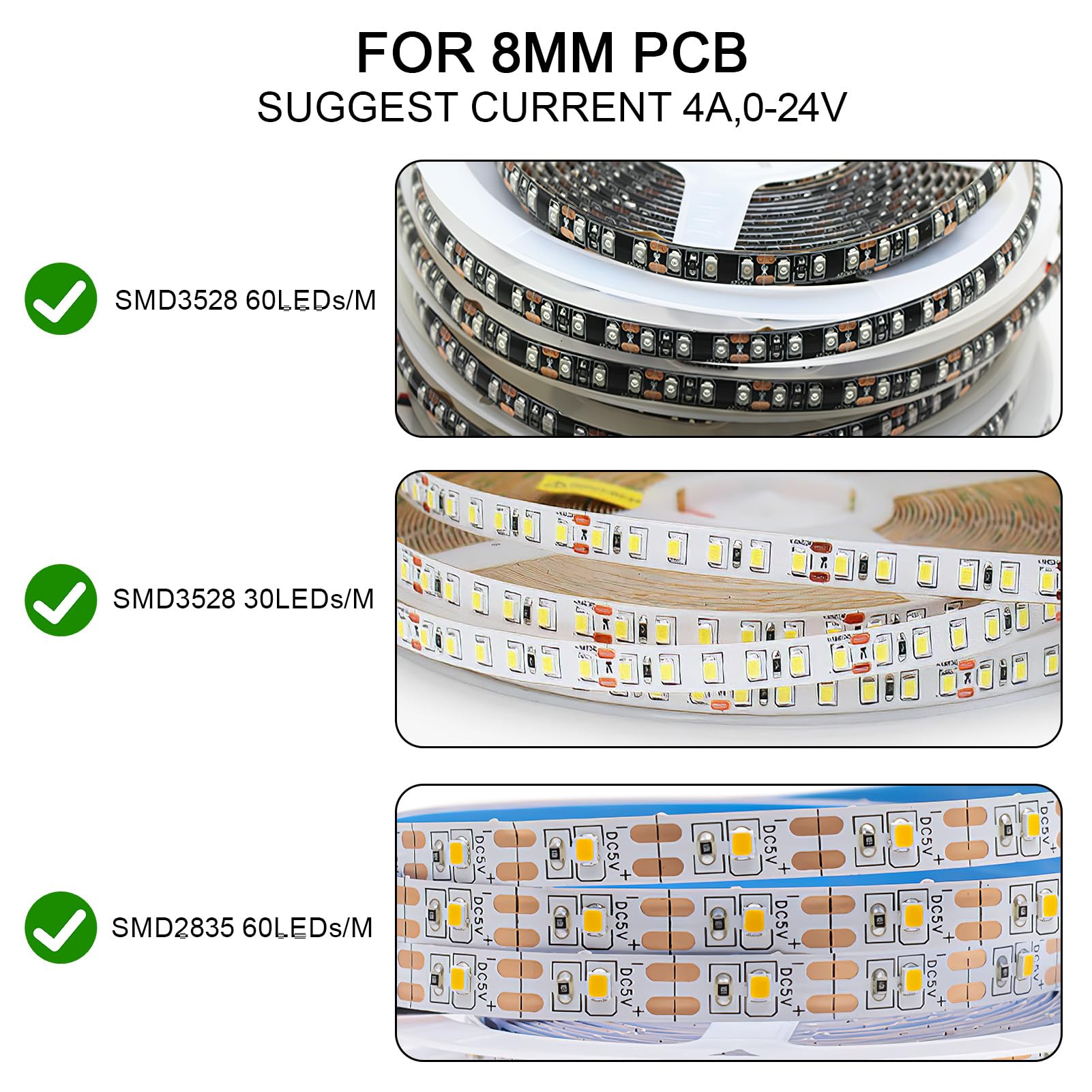 QTMMC 10Pcs Led Strip Connectors 3528 2835 2 Pin Conductor 8mm Wide Snap Down Solderless Connect Wire Led Light Connectors Strip Kits for 12v 24v Single Color 2pin Light Adapter Safety - Image 4