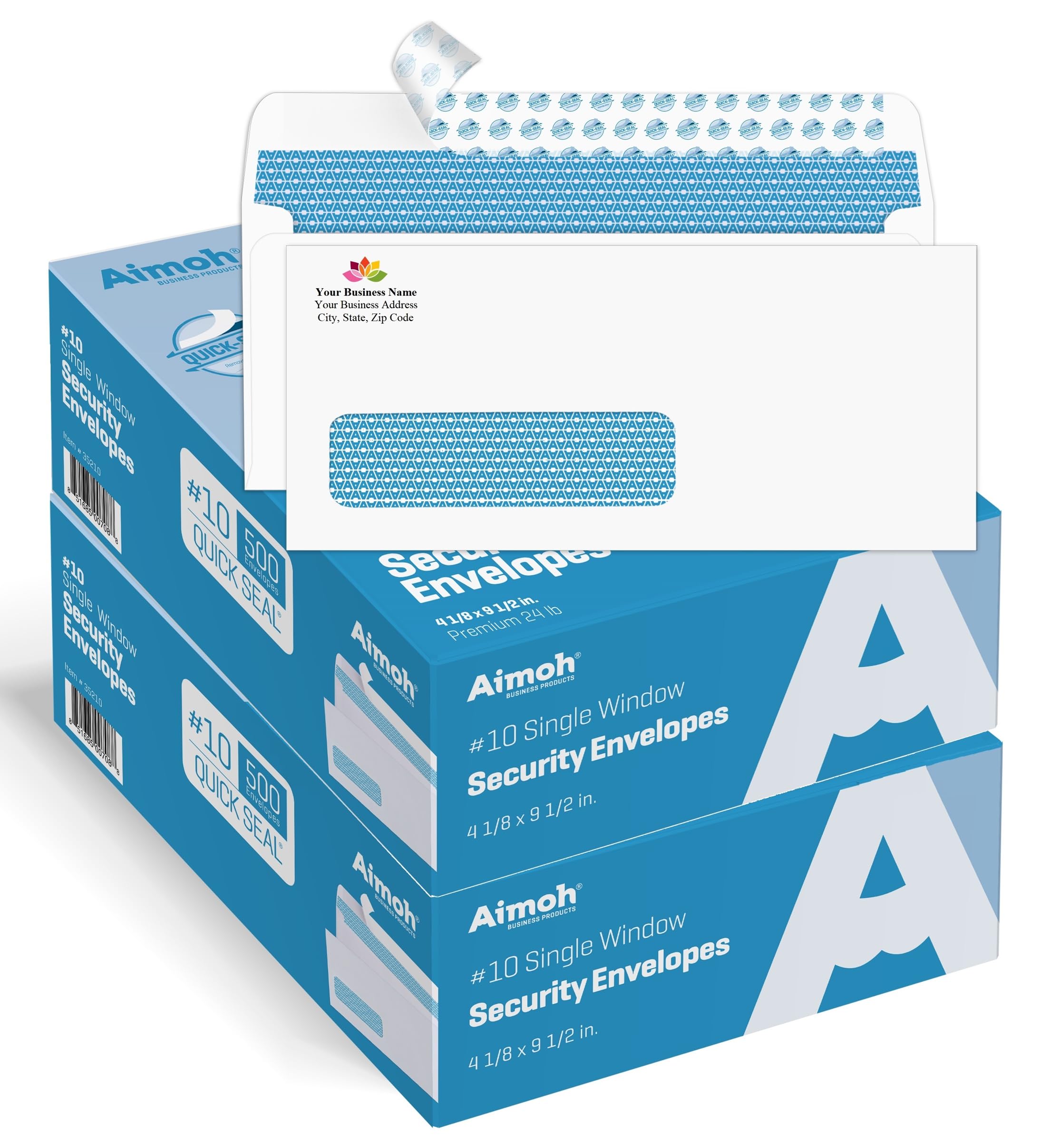 1000#10 Custom Printed Single Left Window Self Seal Security Envelopes, Text and Logo Customization, Self Sealing Closure, Security Tinted, Size 4-1/8 x 9-1/2 Inches, 24 LB, 1000 Count (72352-1000)