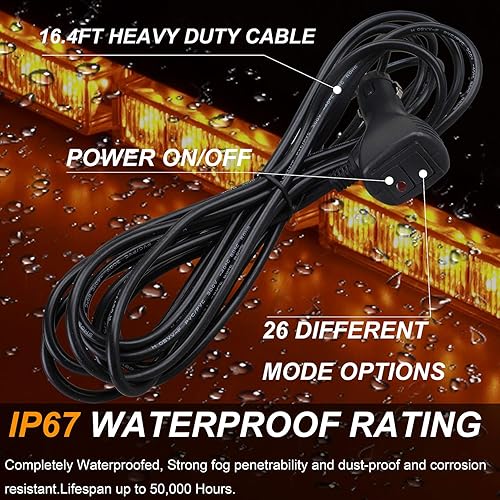 Miniatura 6 de ASPL Barra de luz LED de 36 pulgadas para asesor de tráfico, advertencia, luz estroboscópica de emergencia, intermitente direccional, luces de