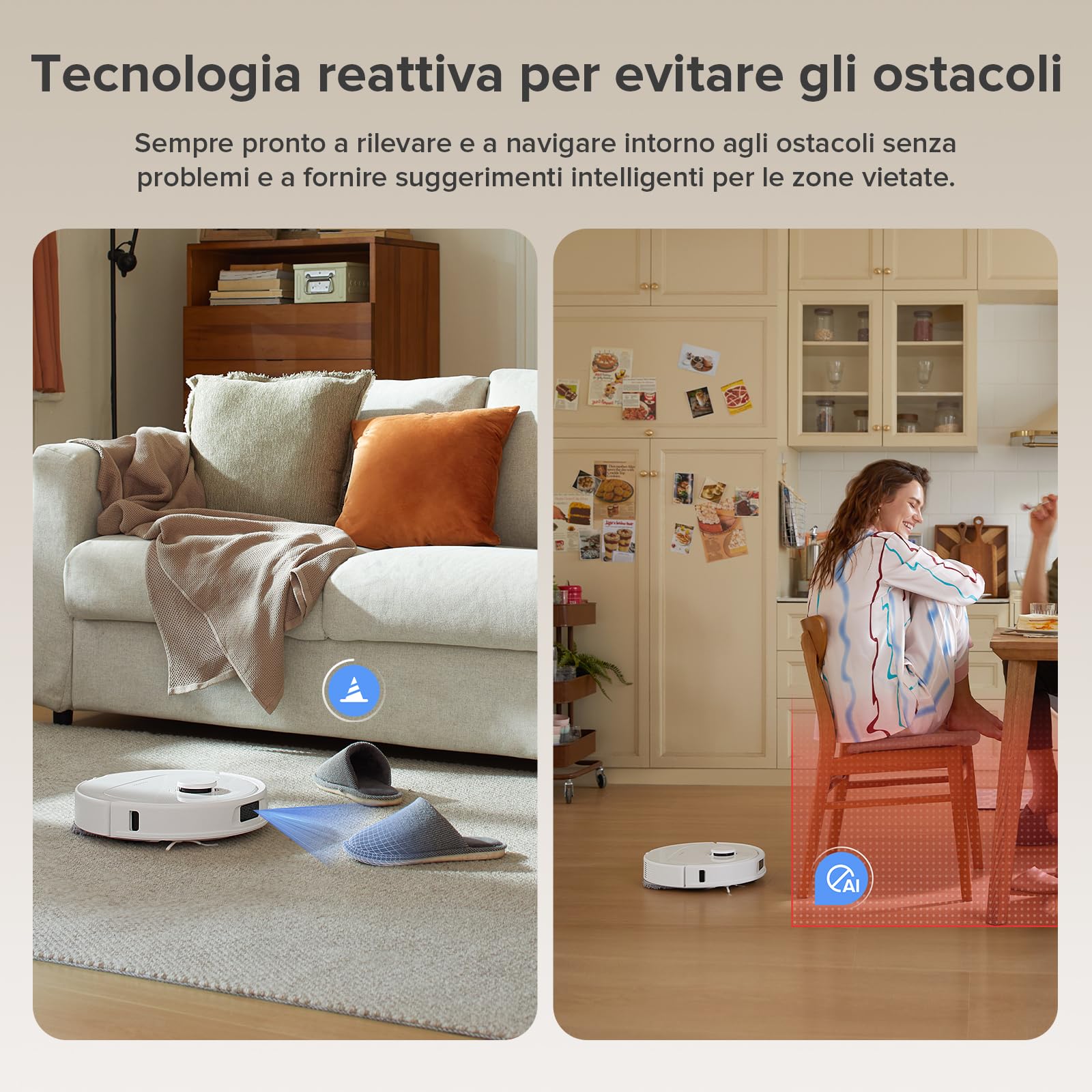 roborock Robot Aspirador QV 35A Set, 8000Pa de succión, Dos mopas giratorias elevables, cepillos antienredos, tecnología reactiva para Evitar obstáculos, navegación y mapeo,Blanco