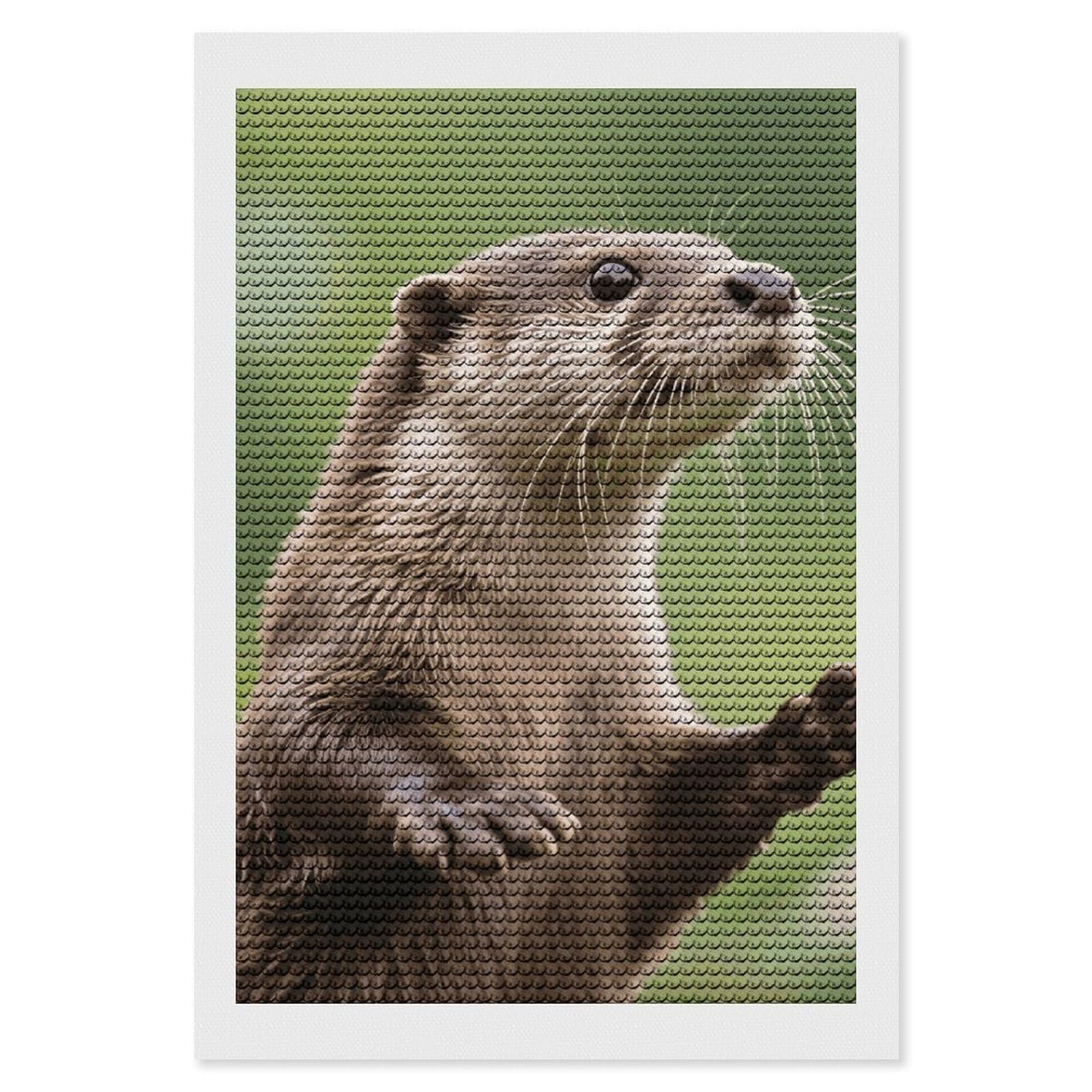 FodPand Clawed Otter 5D Diamond Painting Kits for Adults Beginners Full Drill Round Diamond Dots Pictures Gem Art Supplies for Home Wall Room Decoration DIY Craft Set Gift 8x12