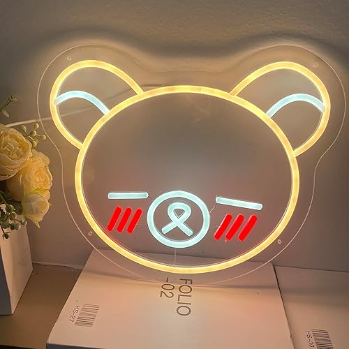 Miniatura 4 de Cartel de neón de oso de animal, lindo animal de dibujos animados para fanáticos de la tienda de juguetes, letrero LED de animales para niños,