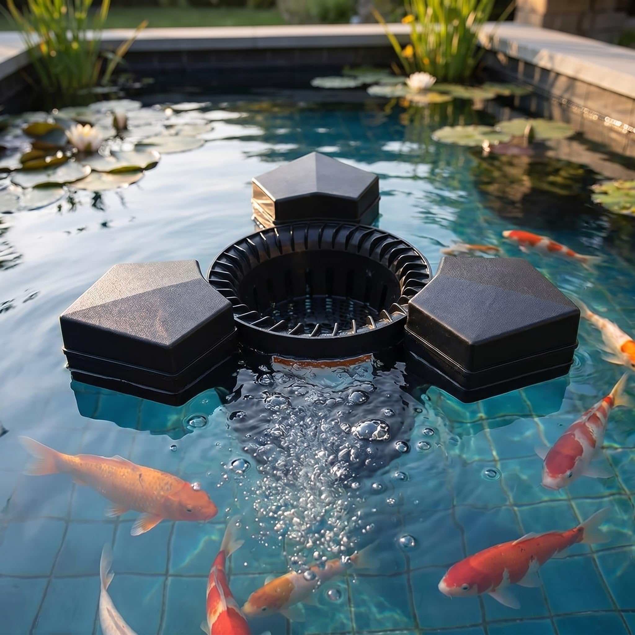Skimmer galleggiante per laghetto con pompa, efficiente pulitore per superfici d'acqua per laghetti e giardini all'aperto, cavo di alimentazione lungo, pompa da 43 W per una facile manutenzione, fino