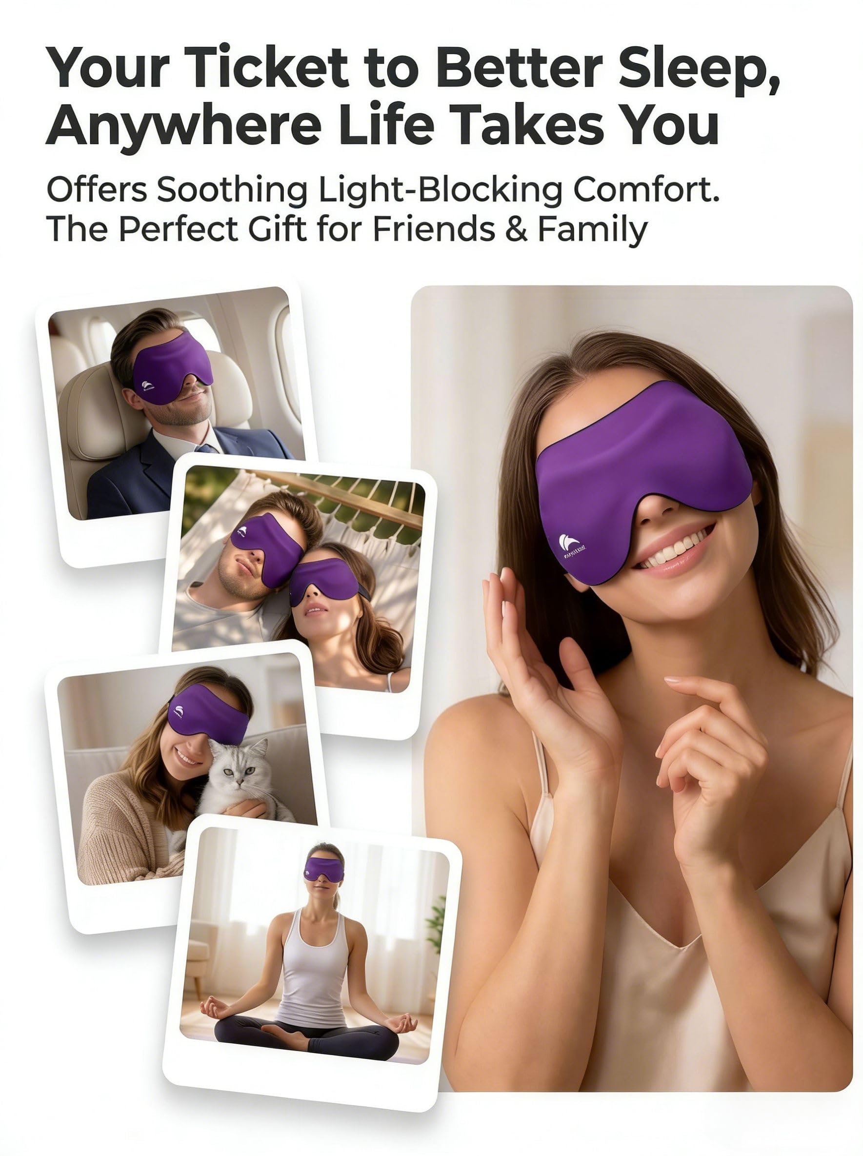 Antifaz para bloquear la luz del sueño: máscara ligera contorneada 3D para extensiones de pestañas, correa ajustable, lavable, cero presión, perfecta para hombres y mujeres, avión, viajes, yoga
