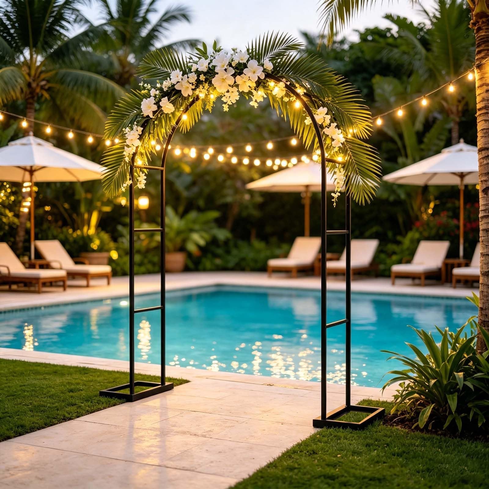 Arco metálico de jardín con Enrejado para Plantas trepadoras | Sólido arco de boda con enrejado para plantas trepadoras: rosas, glicinas y otras enredaderas(Green,220cm)