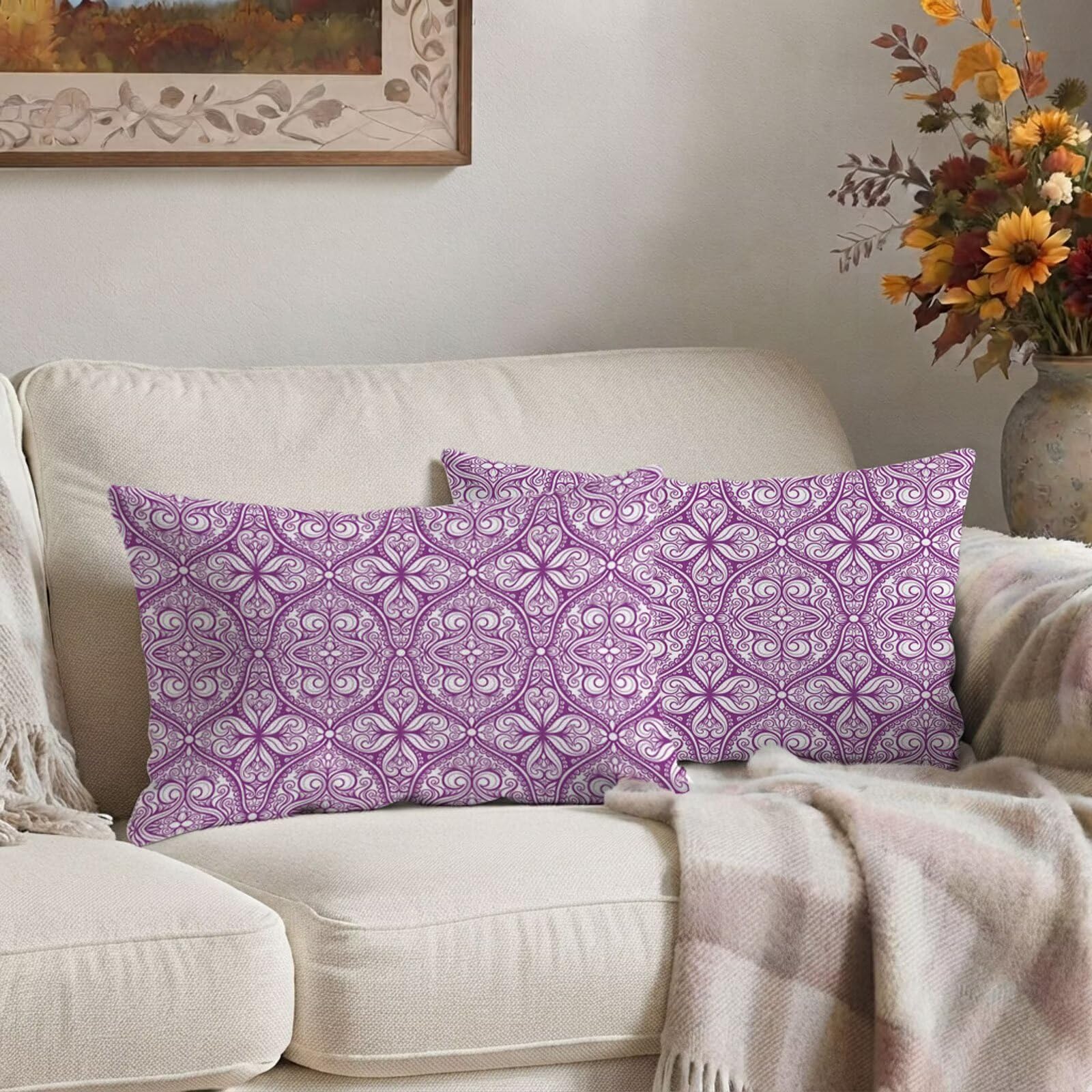 Poszewka na poduszkę 60x80 cm wodoodporna poduszka zewnętrzna fioletowa