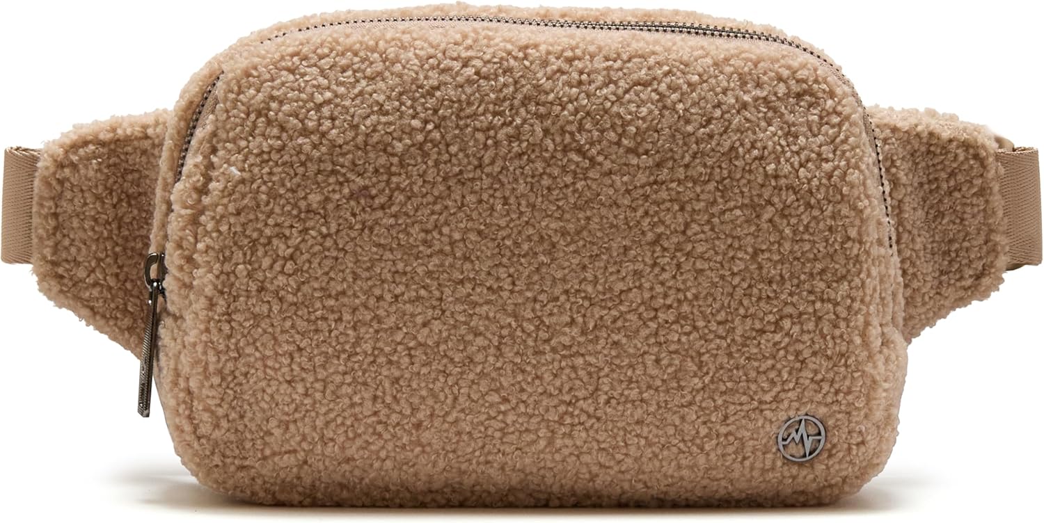 Pander Large 2L Fanny pack Everywhere Fleece Belt Bag for Women and Men with Adjustable strap Belt. (Tan)