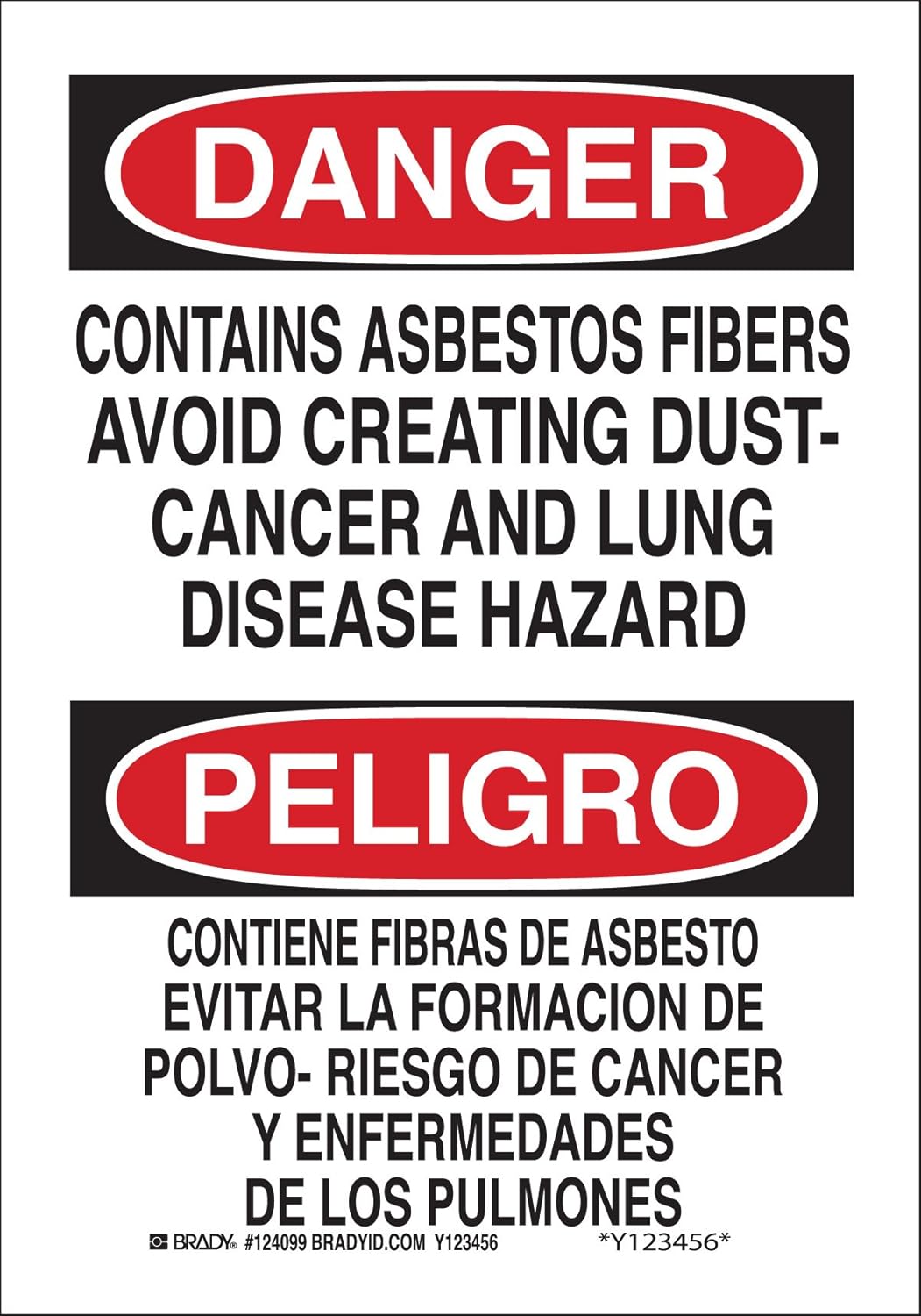 Brady 39658 Premium Fiberglass Bilingual Sign, 20" X 14", Legend