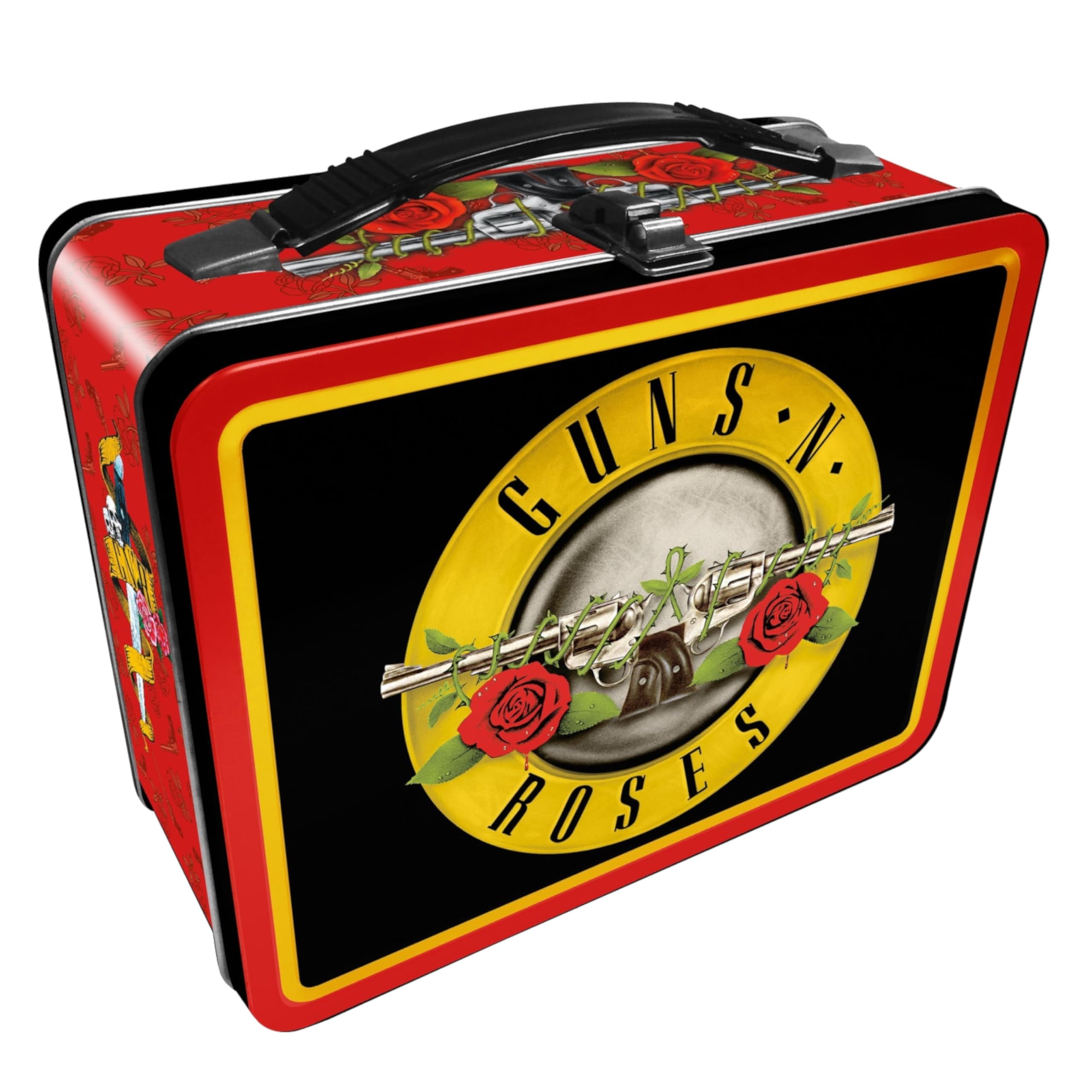 Guns N’ Roses Fun Box - Sturdy Tin Storage Box with Plastic Handle & Embossed Front Cover - Officially Licensed GNR Merchandise & Collectible Gift