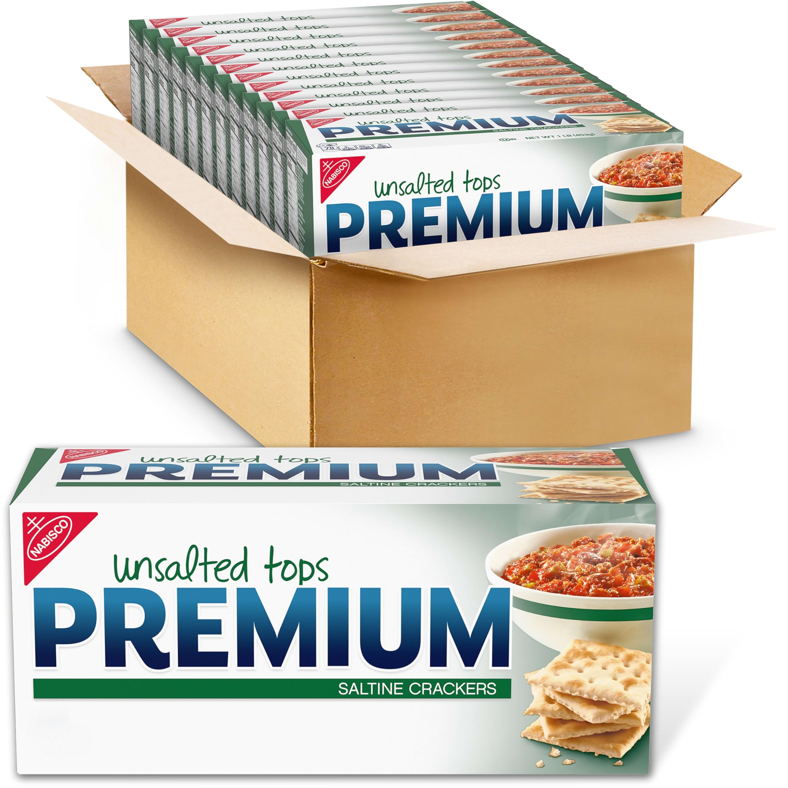 Premium Saltine Crackers Unsalted Tops