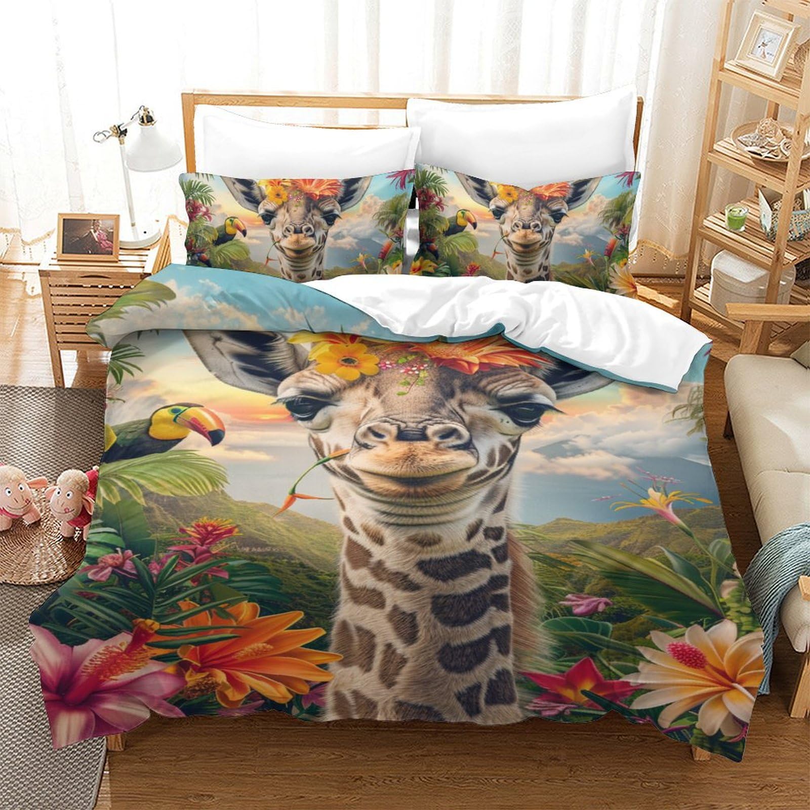 Housse de couette girafe colorée pour transformer une chambre d'enfant