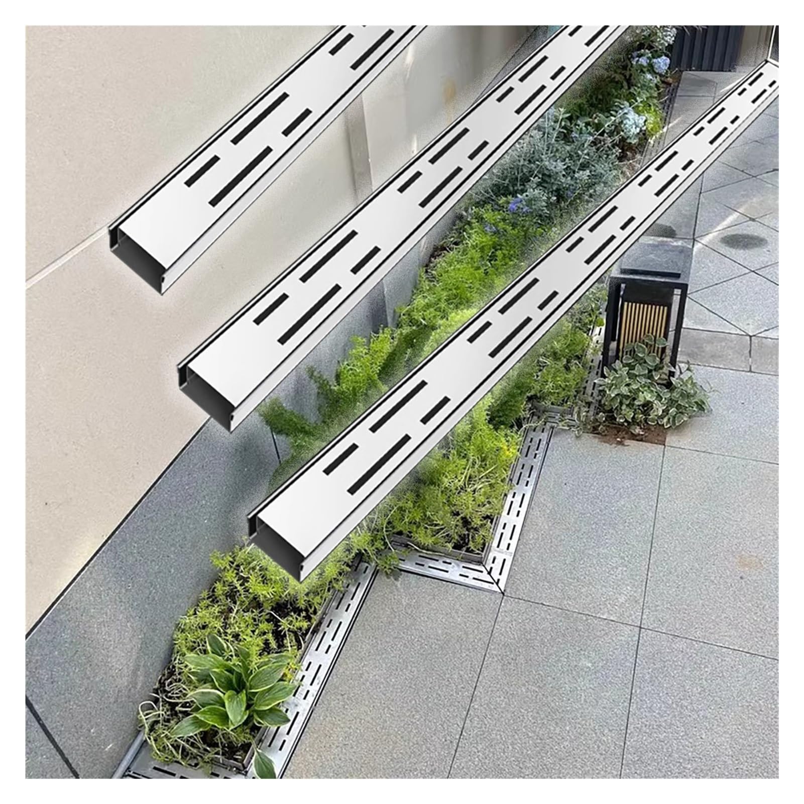 Caniveau de drainage en résine kit de caniveau de sol extérieur avec grille inox