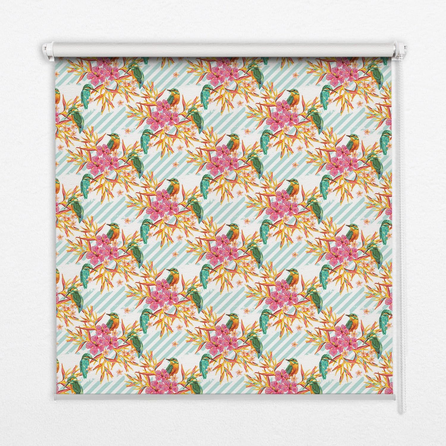 Store occultant perméable sans perçage oiseaux motif nature 140x180 cm