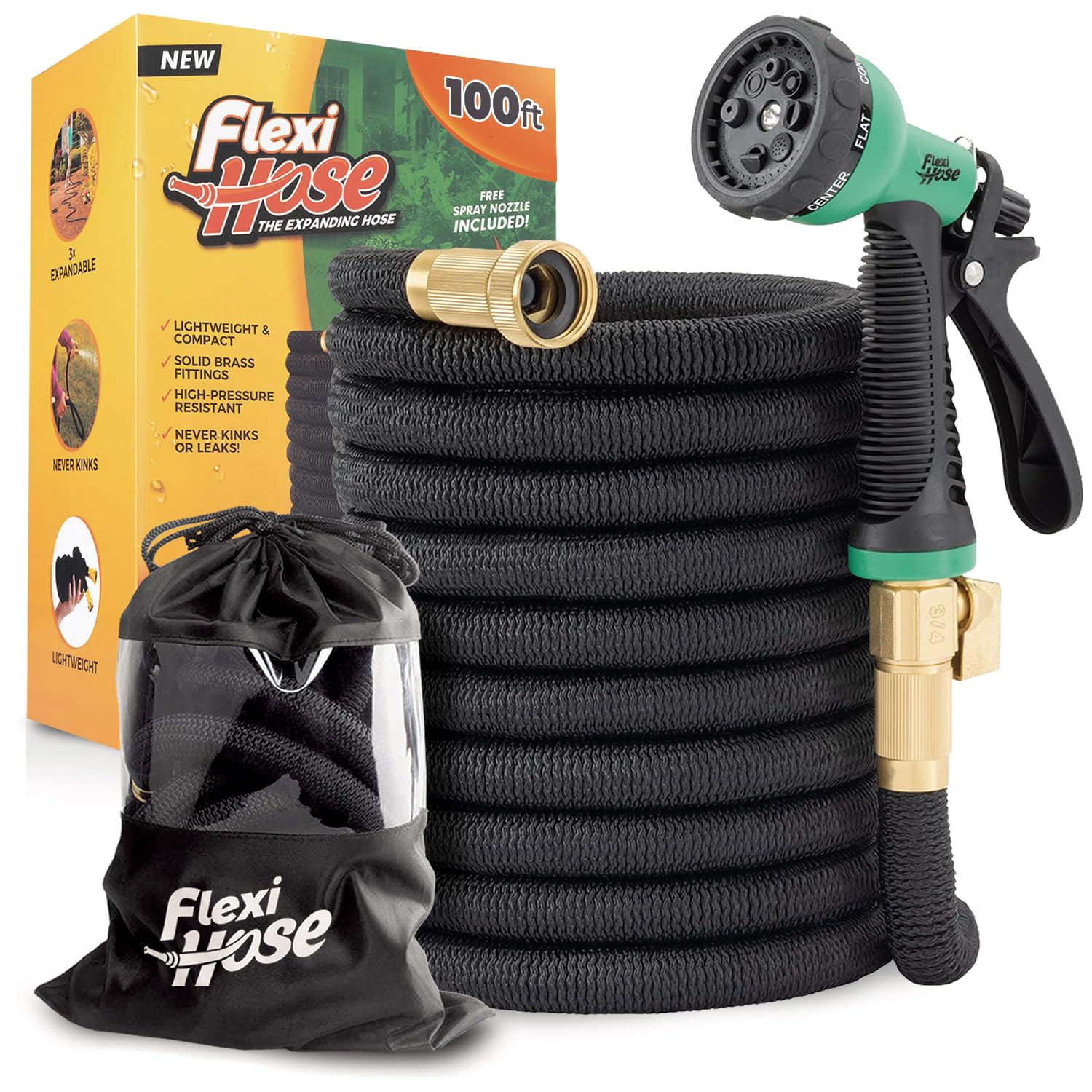 Flexi Hose Plus Expandable Garden Hose with 8 Function Nozzle