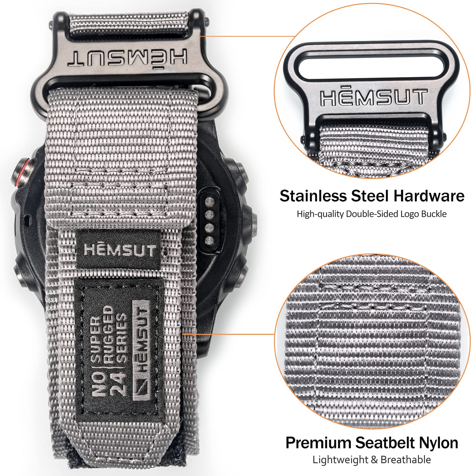 torbollo Nylon Watch Band Compatibile con Garmin, cinturino per orologio sportivo per fēnix/Forerunner/Approach/MARQ/quatix/D2 Series Fascia di ricambio robusta per gli uomini