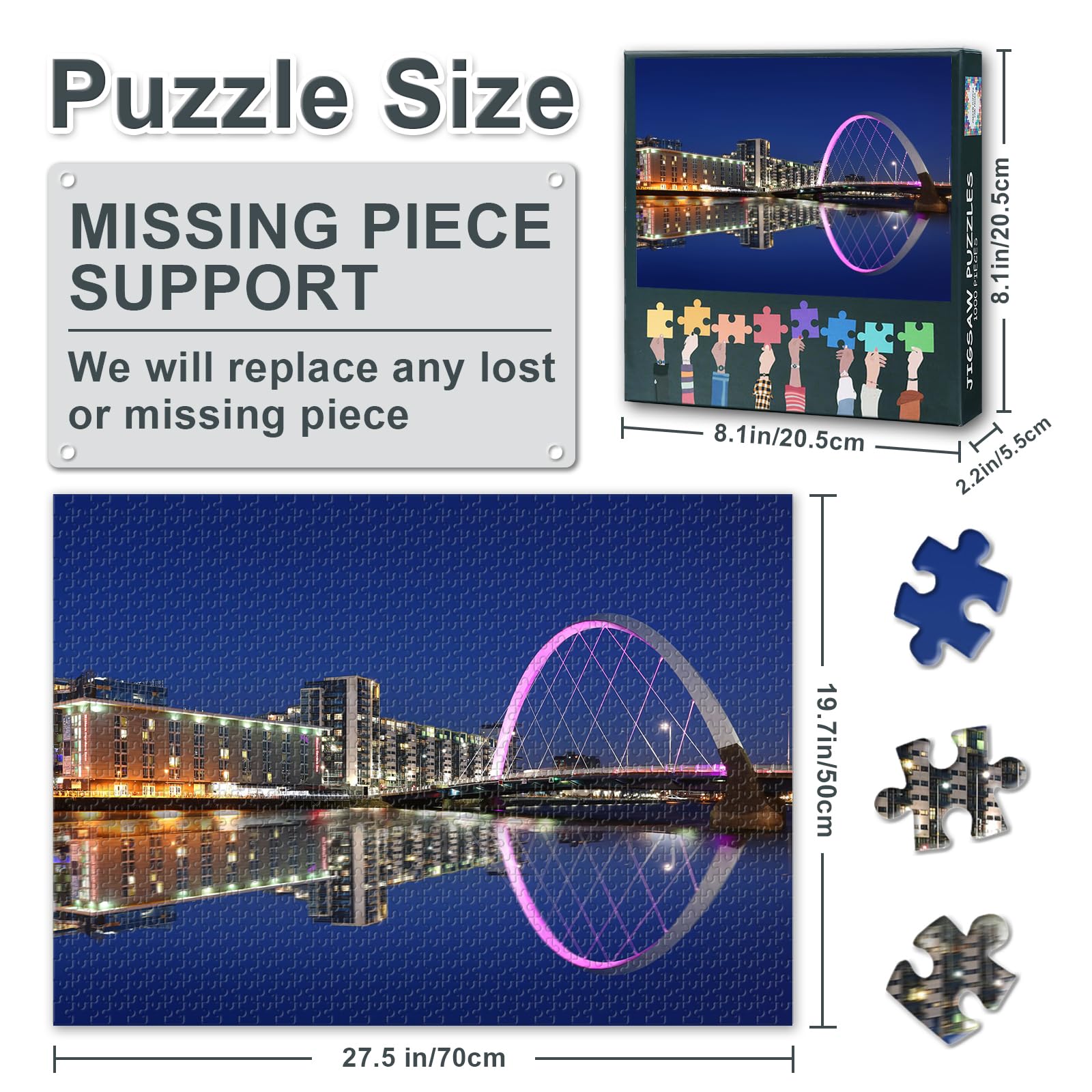 Glasgow Clyde Arc Puzzles for Adults 1000 Pieces, Glasgow United Kingdom Jigsaw Puzzles - Image 3