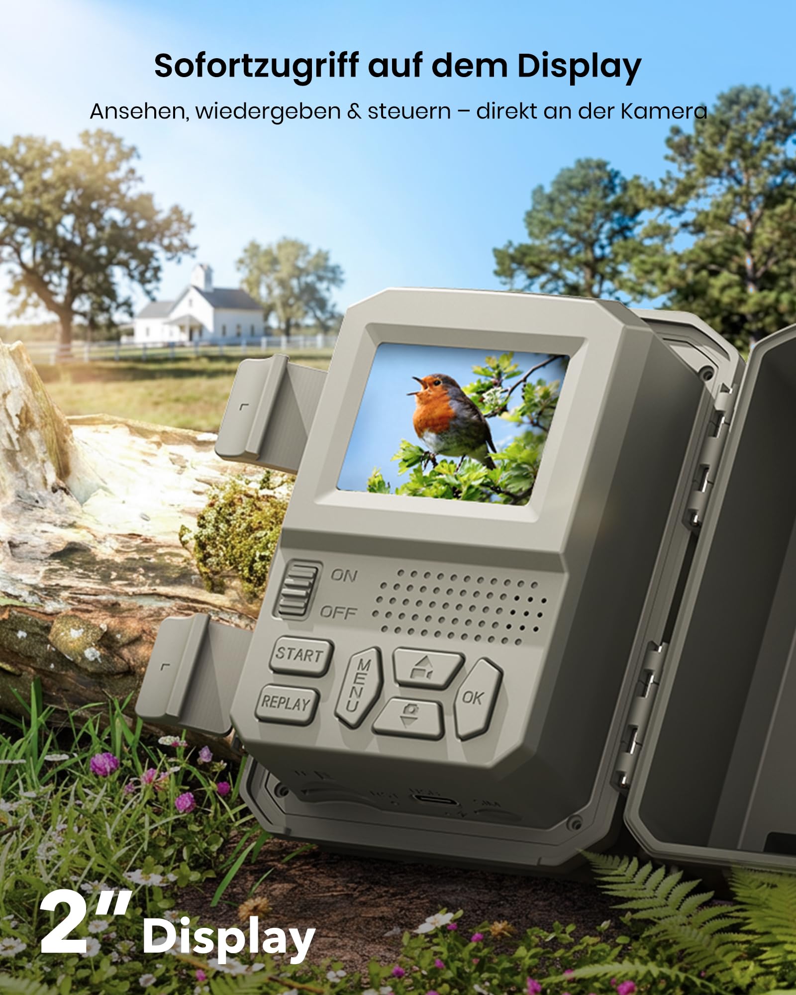 Misstech 4K 64MP UHD Solar Wildkamera mit Handyübertragung App, Klare Nachtsicht, 0,1s Bewegungsmelder, IP66