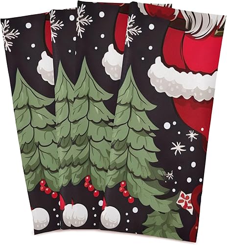 Miniatura 6 de ODAWA Cute Tea Hand Towel Retro Christmas Santa Claus Red Dish Towels for Kitchen Decor Washcloths Rags Soft Absorbent 18 x 28 Inch, 1 Pack