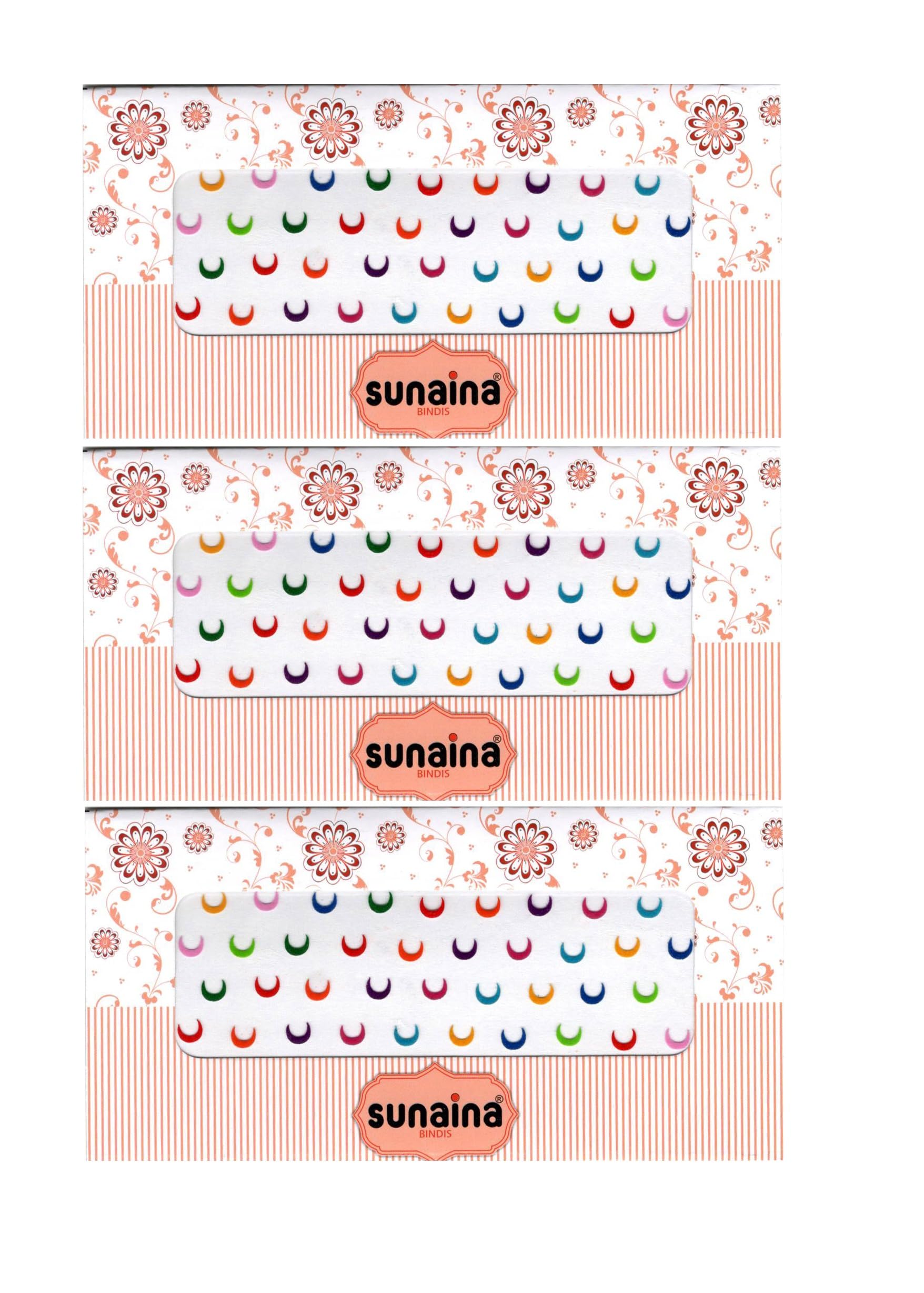 Sunaina MultiColor Half Moon Shape Plain Velvet Medium Size Forehead Bindi For Girls Women Ladies - Chand Bindi Pack of 3 (Size-2)-image-30