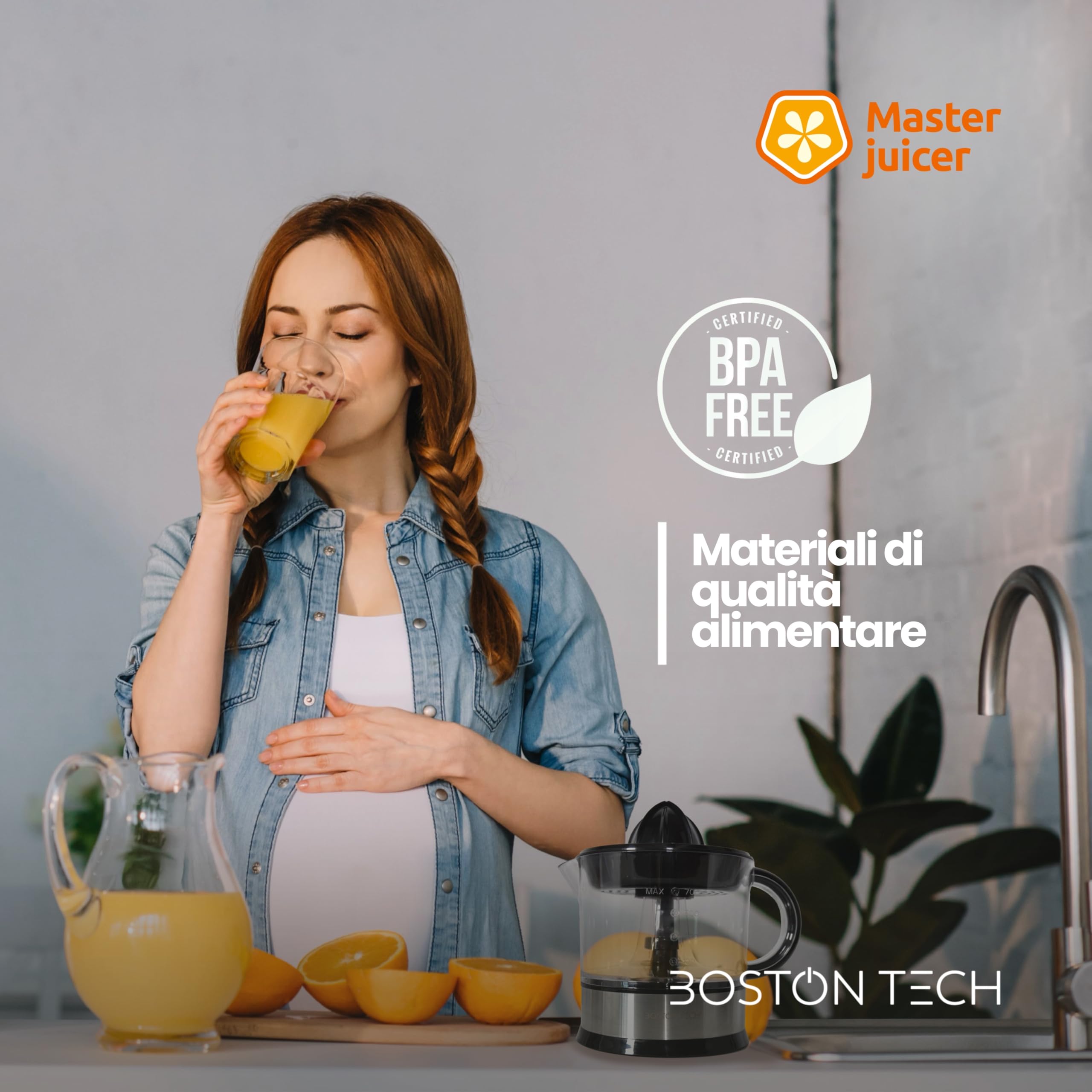 MasterJuicer: Spremiagrumi Elettrico | 700 ml, Rotazione Bidirezionale, 40W | 2 Coni, BPA Free, Antigoccia e Adatto per Lavastoviglie | Marca Europea Eco-Friendly