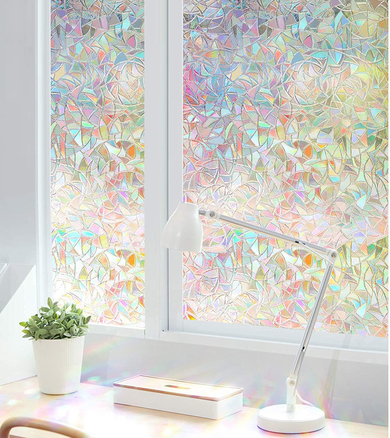 Homein Window Film Privacy, Rainbow Window Clings Vinyl, Self Adhesive