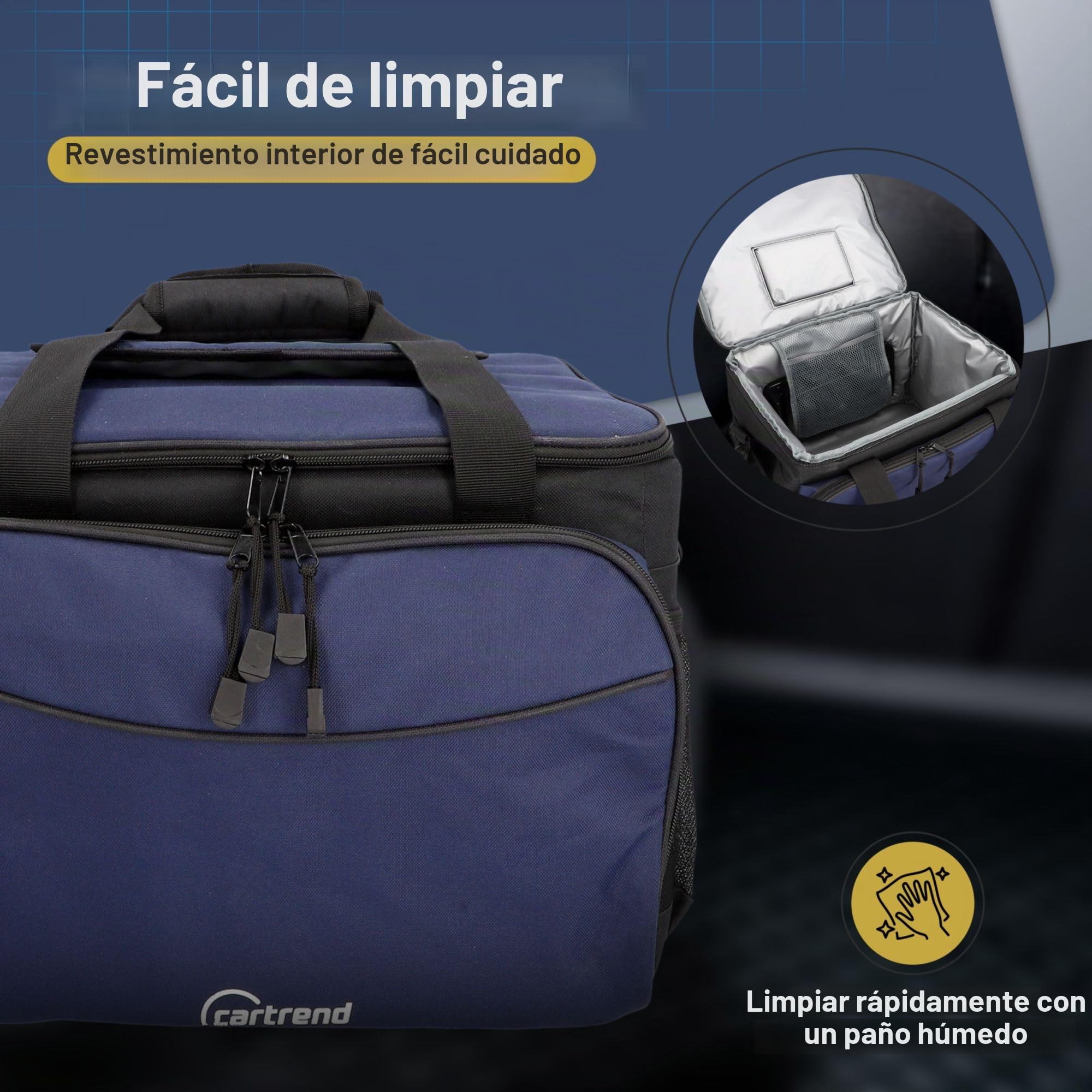 Cartrend Kühltasche, mit 12V KFZ-Anschlusskabel 1,50 m Lang, Verstellbarer Schultergurt, Pflegeleichte Innenbeschichtung, Verschiedene Größen