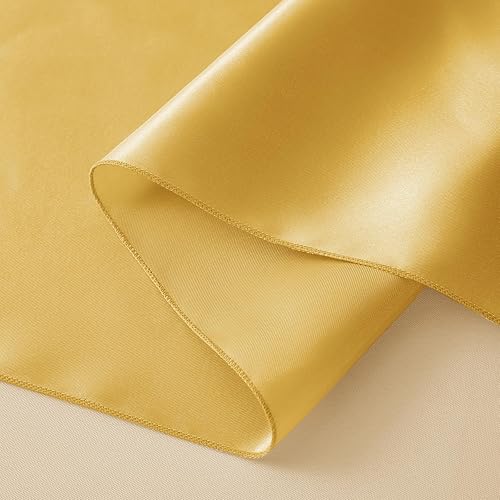 Miniatura 6 de Horbaunal Paquete de 6 caminos de satén de 12 x 108 pulgadas, brillantes y sedosos de satén para cumpleaños, bodas, fiestas, banquetes, color dorado