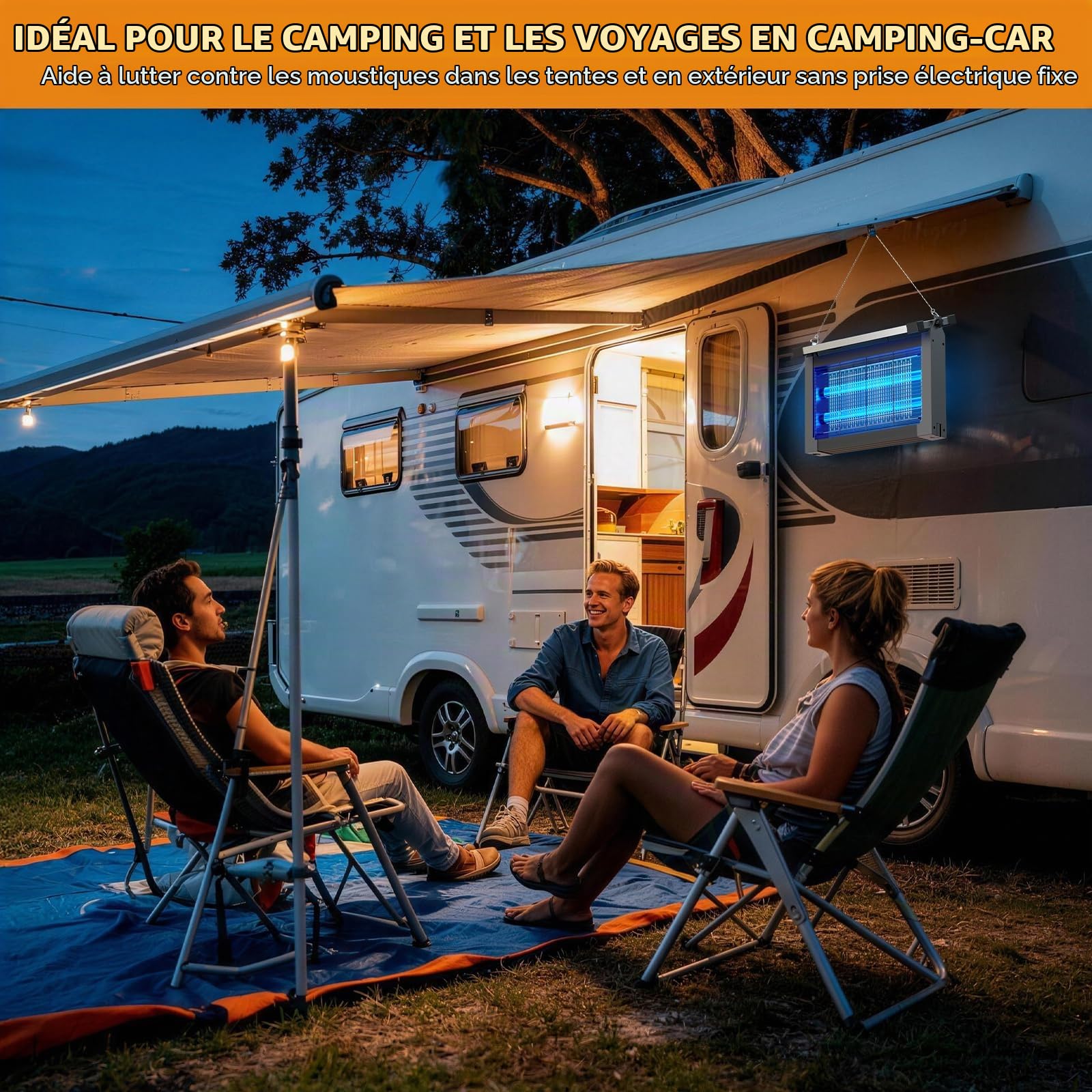 Anysun Destructeur d'Insectes Solaire, Lampe Anti Moustique Extérieur 4500V | Batterie 4000mAh, Rechargeable USB, IPX5, Capteur Crépusculaire, Câble 3 m, pour Terrasse, Balcon, Jardin, Camping