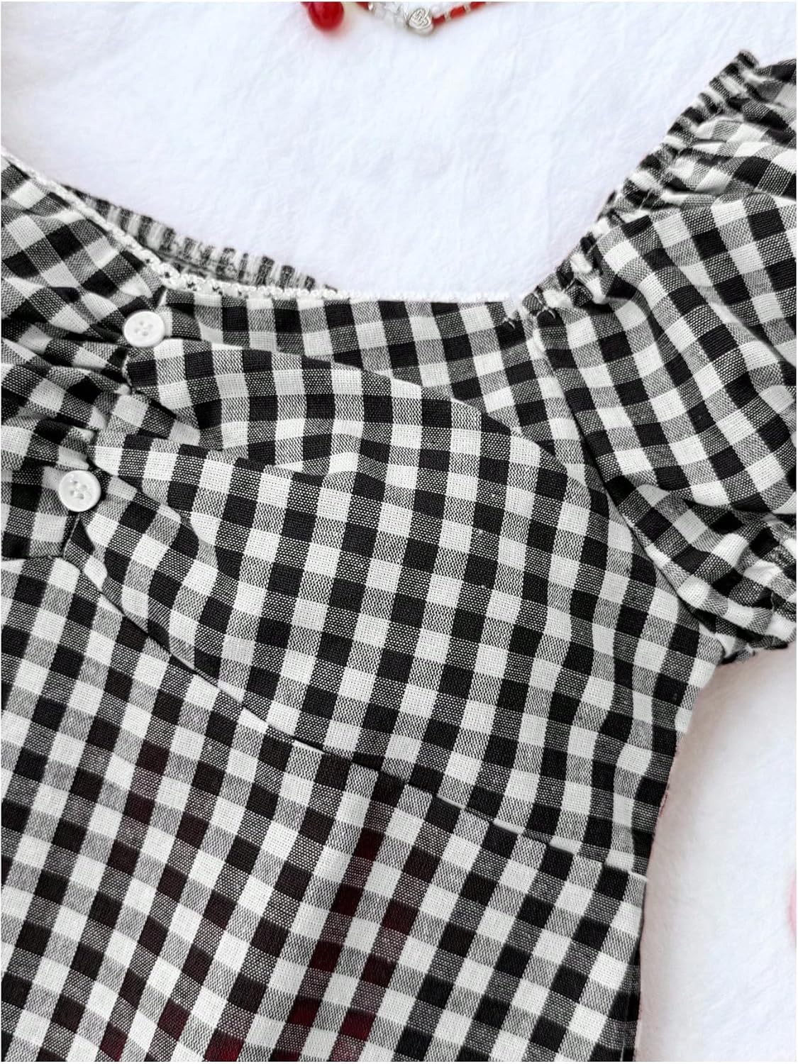 SOLY HUX Girl's Gingham Tops Y2K Cute Blouse Summer Sweetheart Neck Shirts Aesthetic Clothes - Image 4