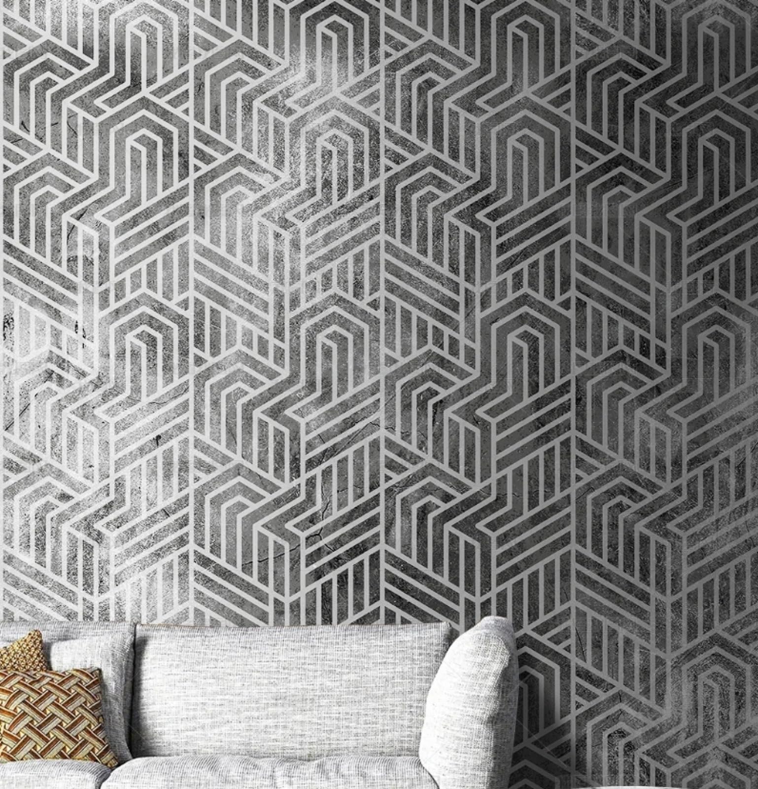 Papier peint autocollant vinyle adhésif pour meuble armoire mur gris