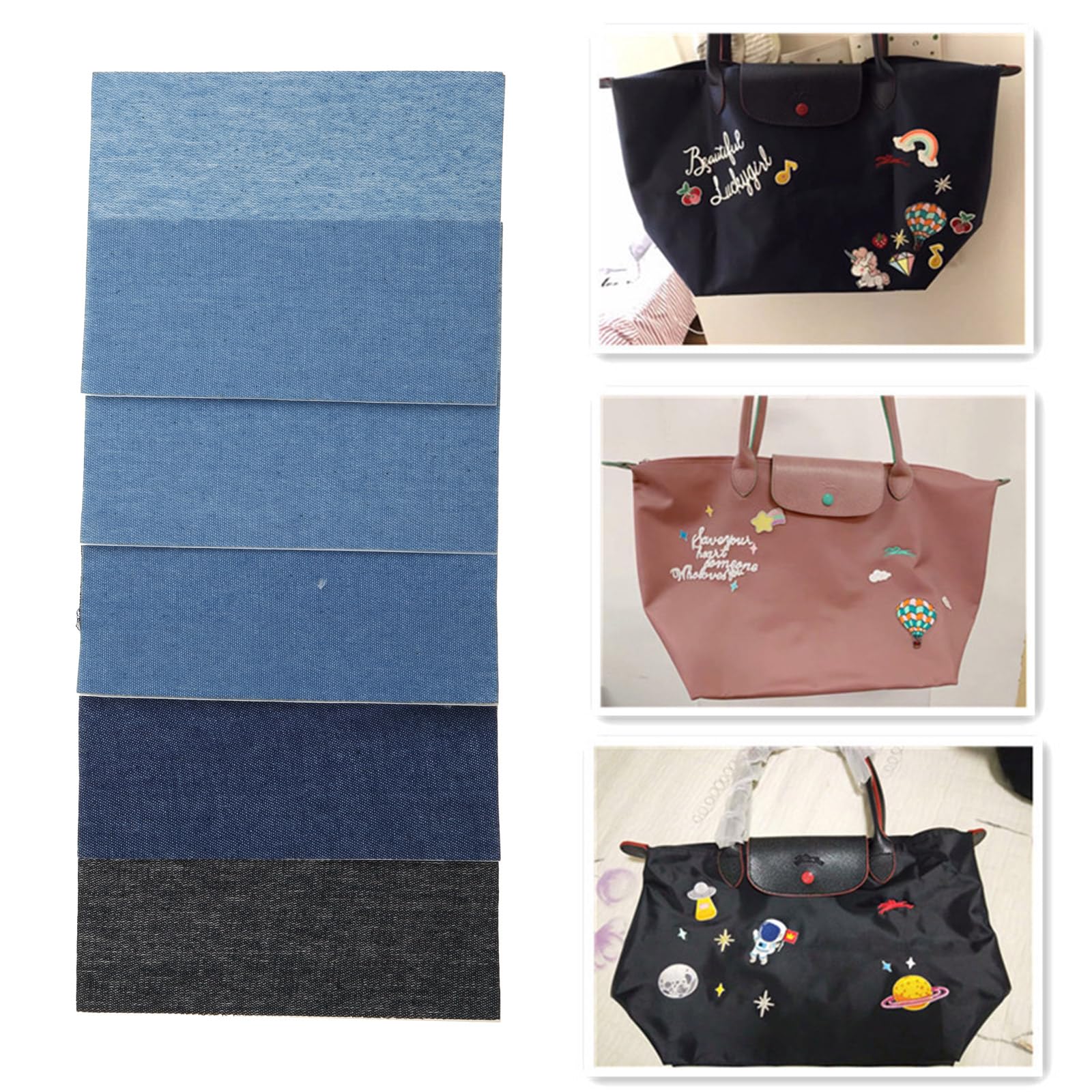 KAKASEA 5/25x/Set Self Adhesive Jean Patches Elliptical Patches Denim-Patches Rectangular Patches for Elbow Pants Knee Repairing