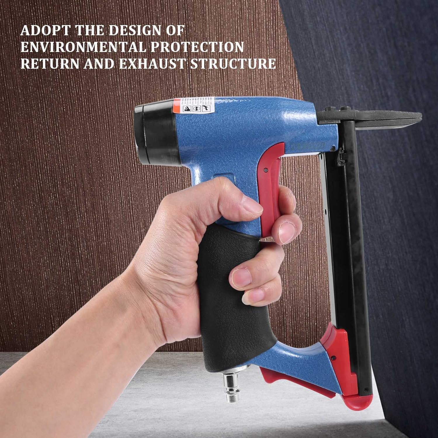 8016LN Long Mouth BeA Pneumatic Air Stapler Nailer Fine Stapler Tool for Furniture Nailer Tool Pneumatic Air Power Tool, Blue