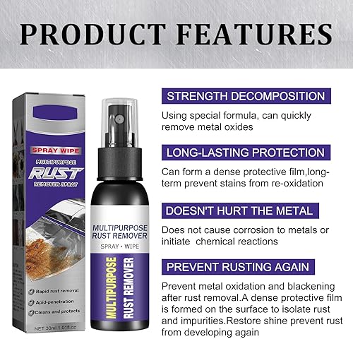 Miniatura 6 de Spray removedor de óxido fuerte, removedor de óxido para aerosol de metal, 1.7 fl oz (1.7 fl oz), aerosol removedor instantáneo de óxido, limpiador