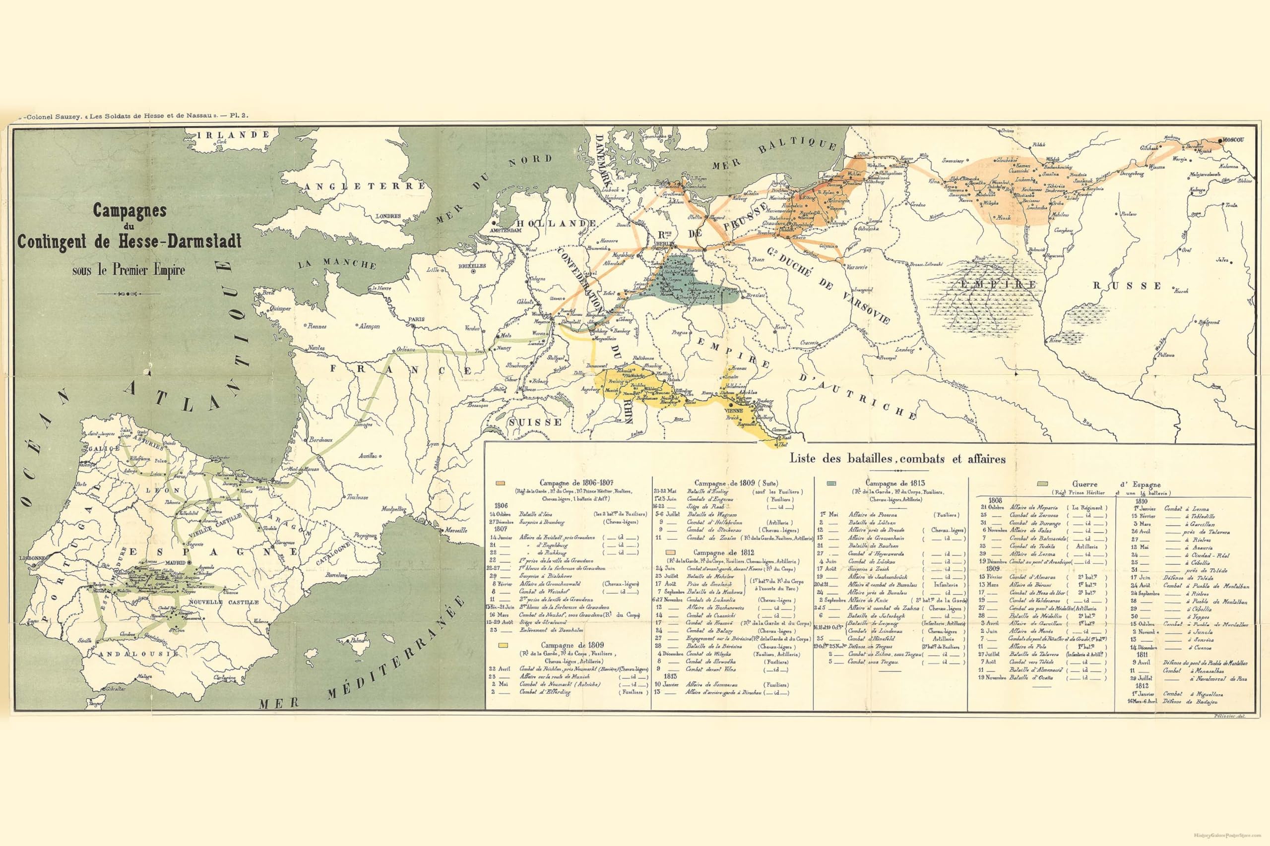 36"x54" Poster, map of Napoleonic Wars in french pub 1912 napoleon-123 - Gallery Print